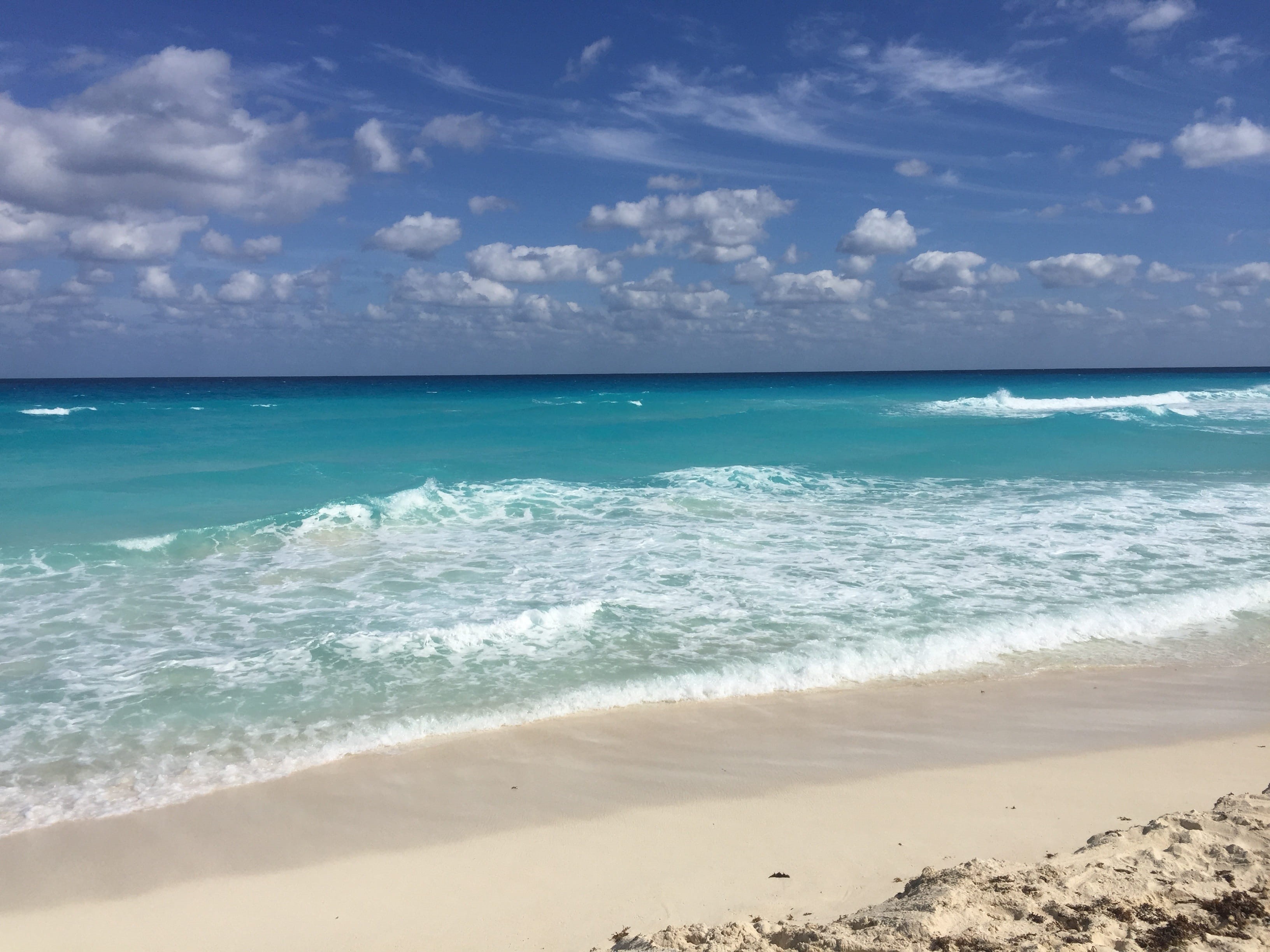 paradise, resort, travel, Caribbean, horizon, yucatan, tranquil scene, land, scenics, summer, america, cloud - sky, nature, Sea, exotic, sky, maya, tranquility, HD Wallpaper