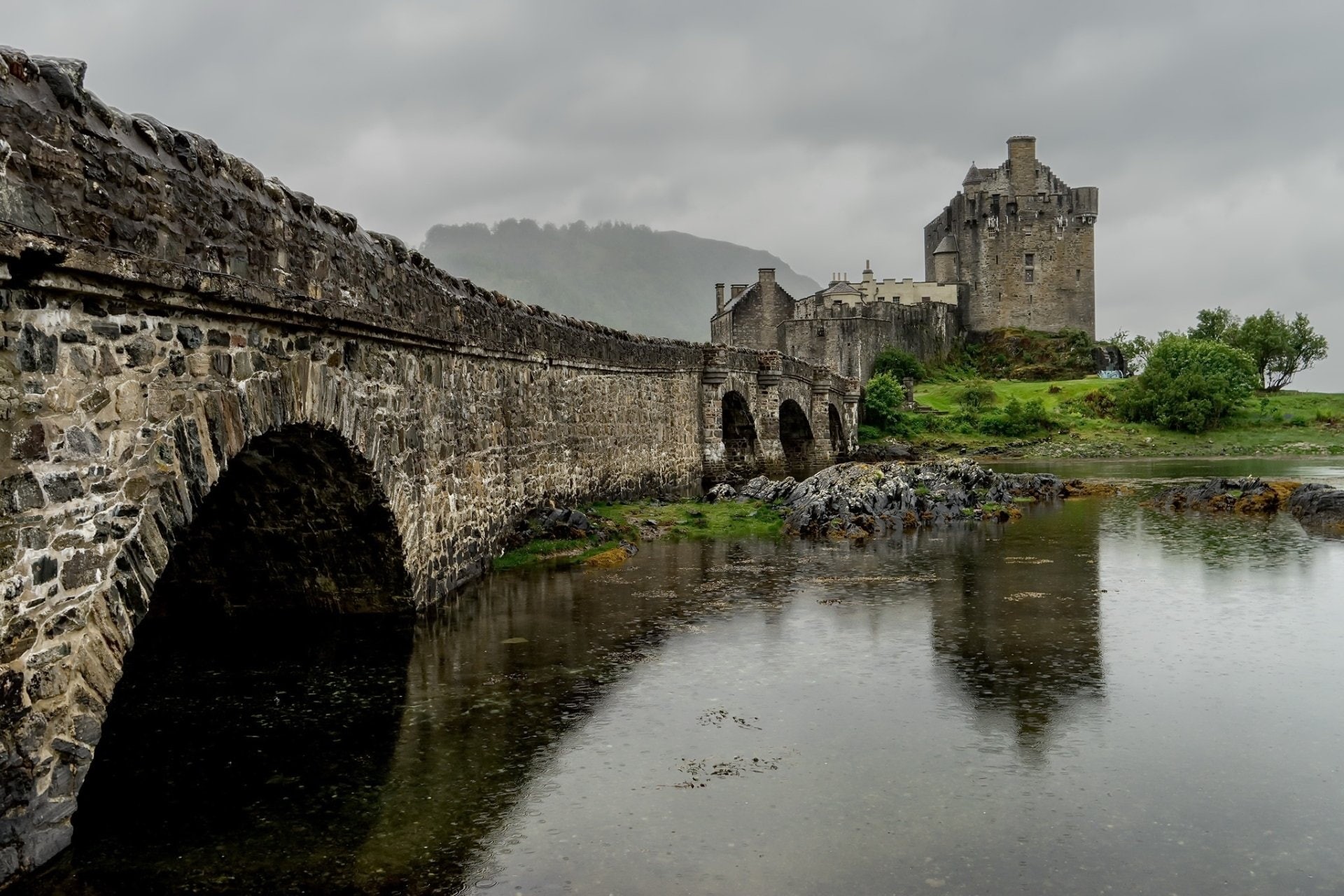 Building, Scotland, 1080P, Bridge, Castle, Castles, Eilean Donan Castle, HD Wallpaper