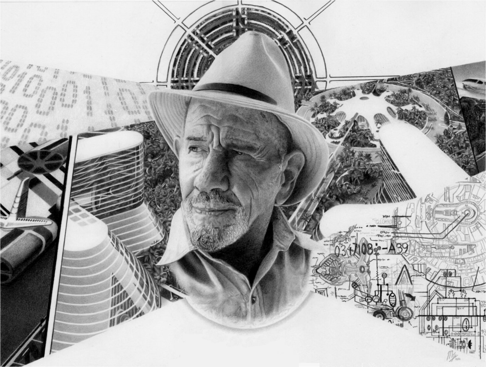 lifestyles, men, architecture, built structure, senior men, Jacque Fresco, real people, digital composite, one person, portrait, mature adult, mature men, HD Wallpaper