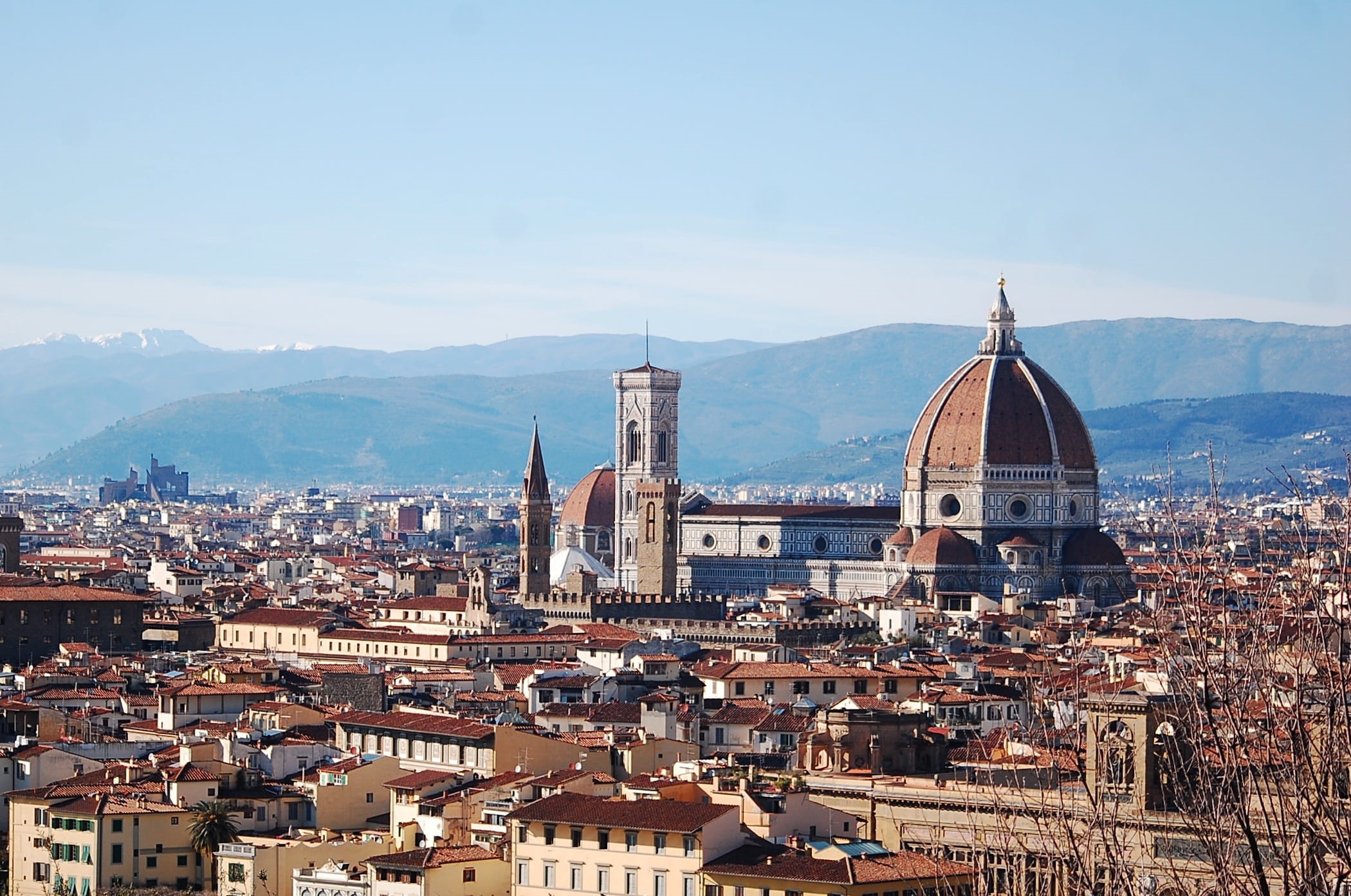building exterior, outdoors, monuments, brown, crowded, roof, aerial View, florence - Italy, renaissance, spire, tour, Architecture, europe, Italy, city, HD Wallpaper