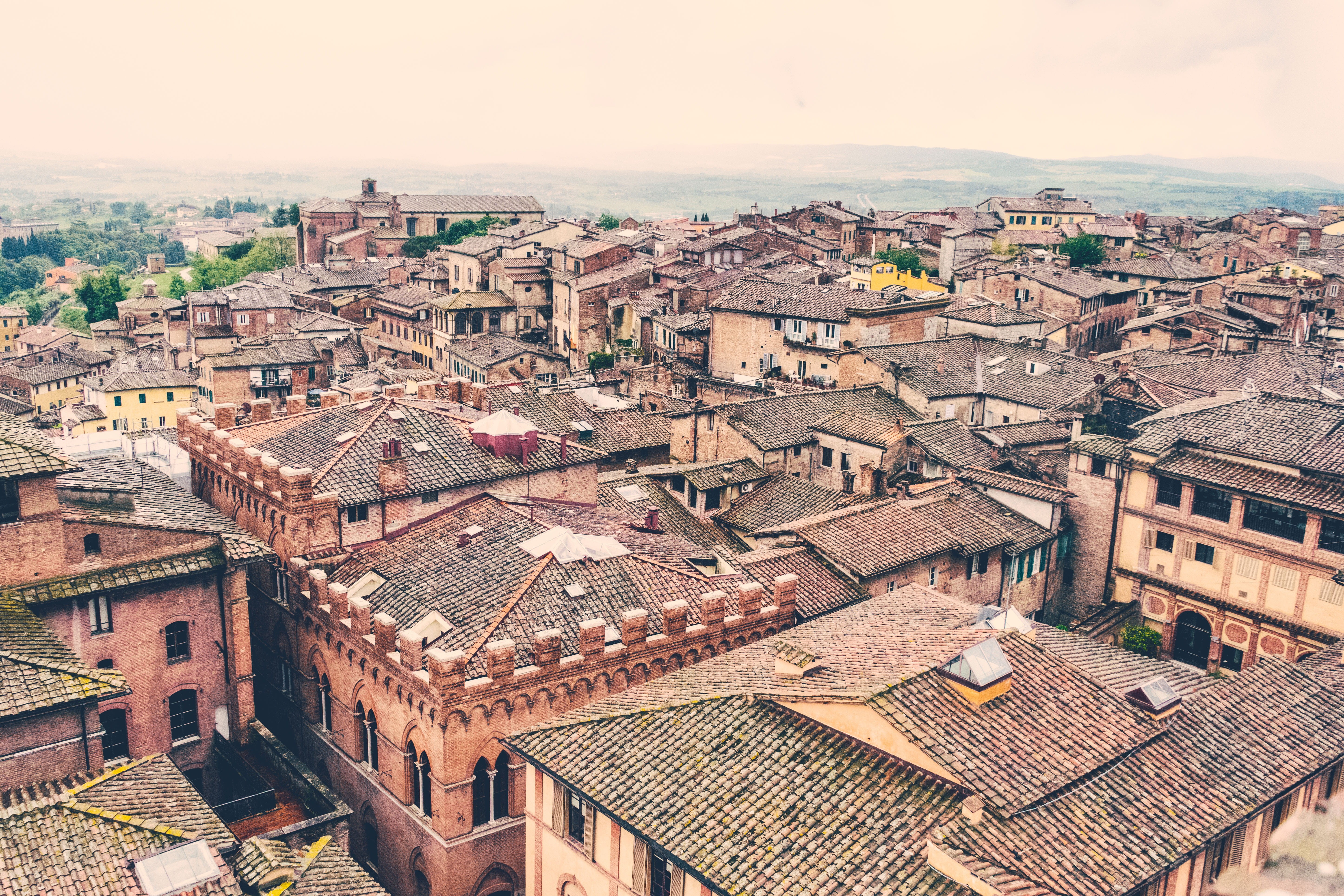 crowd, travel destinations, townscape, scenery, community, roof Tile, old, buildings, ancient, florence - Italy, high angle view, building, city, daytime, HD Wallpaper