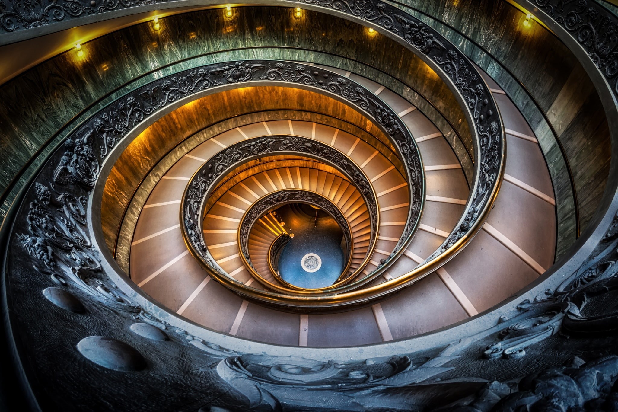 spiral, The Vatican Museum, 1080P, Italy, ladder, HD Wallpaper
