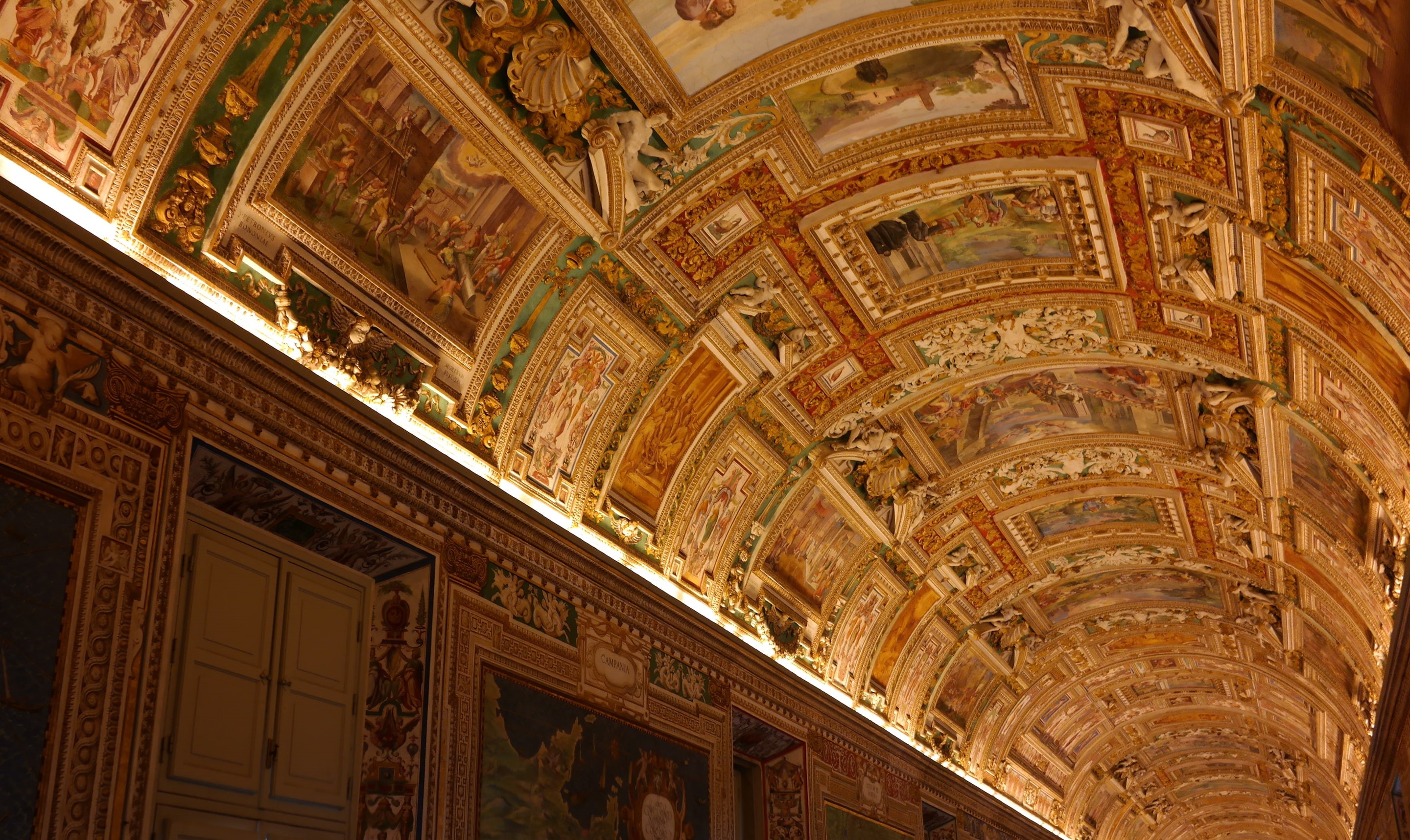 gallery, the ceiling, The Vatican Museums, corridor, 2K, The Vatican, HD Wallpaper