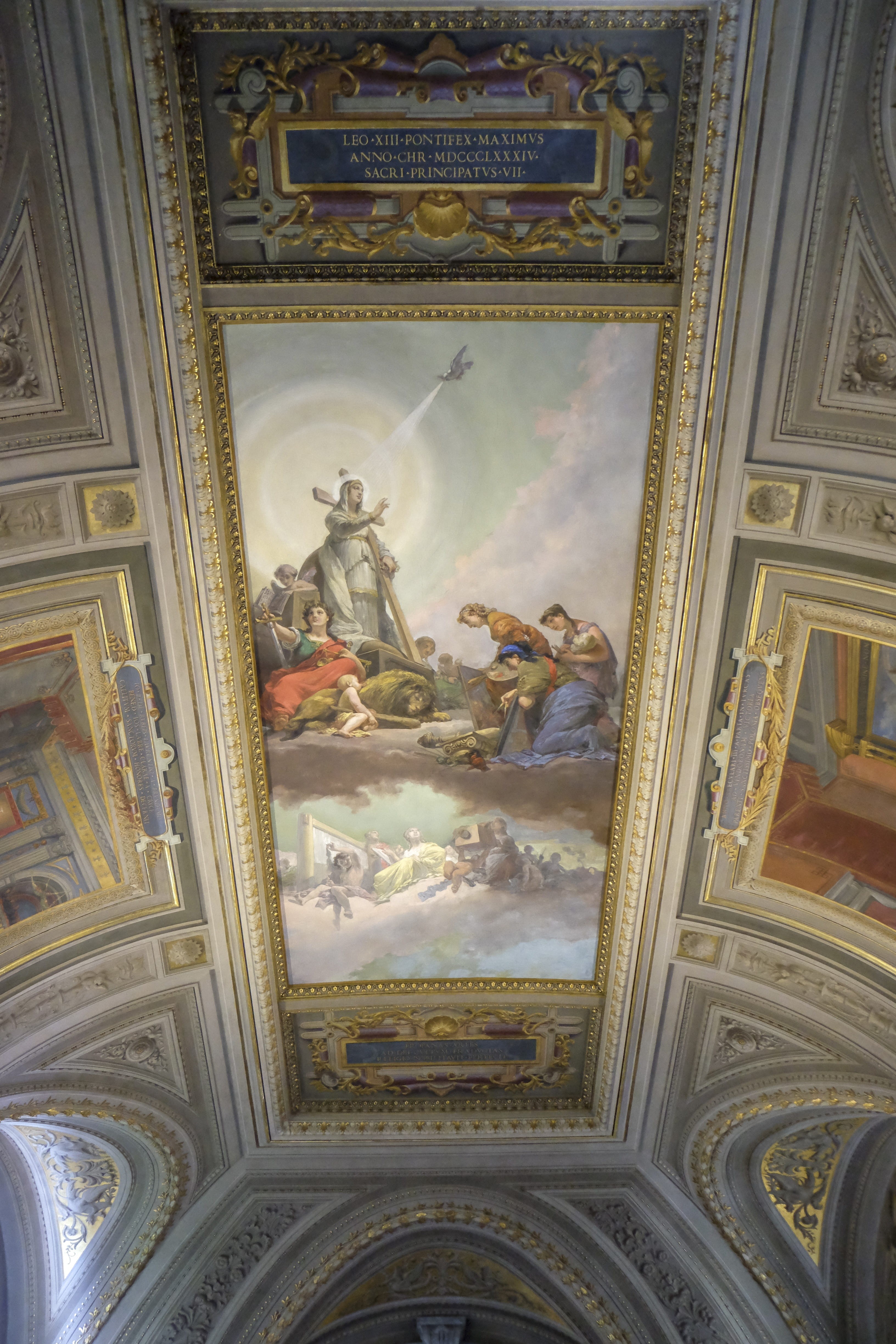 ceiling painting, history, architecture, rome, building, ceiling, the past, ornate, christianity, representation, no people, art, human representation, Phone HD Wallpaper