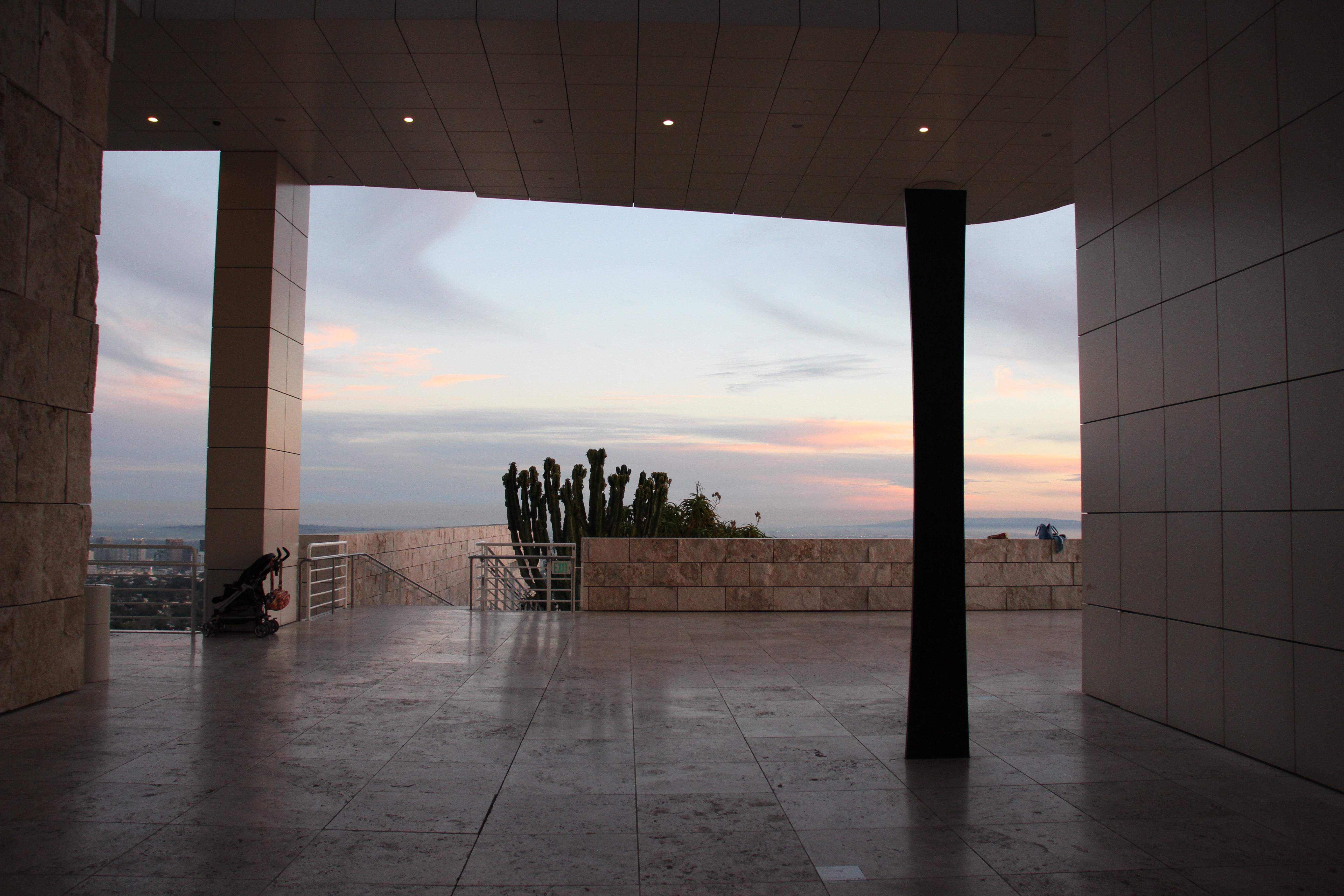 modern, architectural column, california, cloud - sky, architecture, window, tranquility, empty, scenics - nature, built structure, los angeles, 5K, getty center, HD Wallpaper