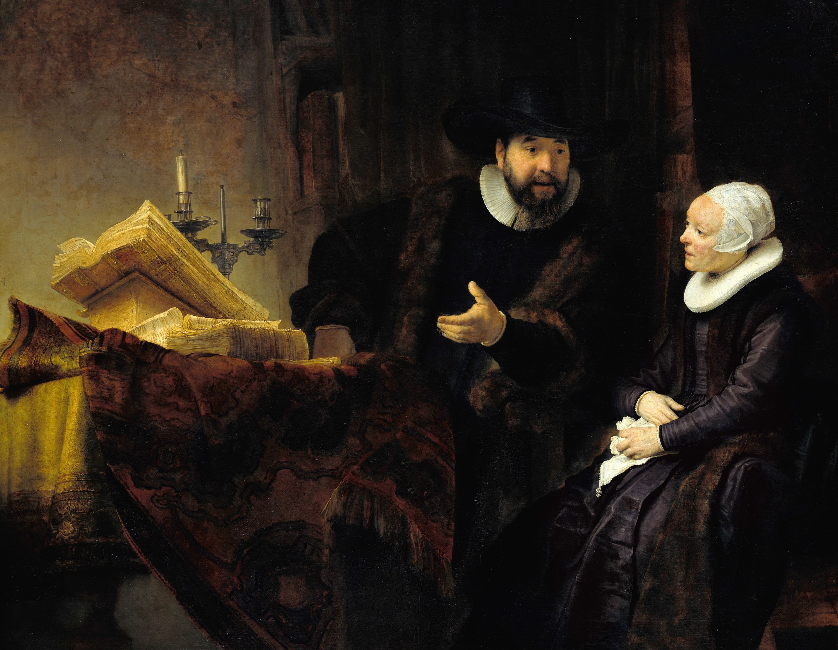 portrait, Preacher Anslo and His Wife, genre, Rembrandt van Rijn, 2K, picture, HD Wallpaper