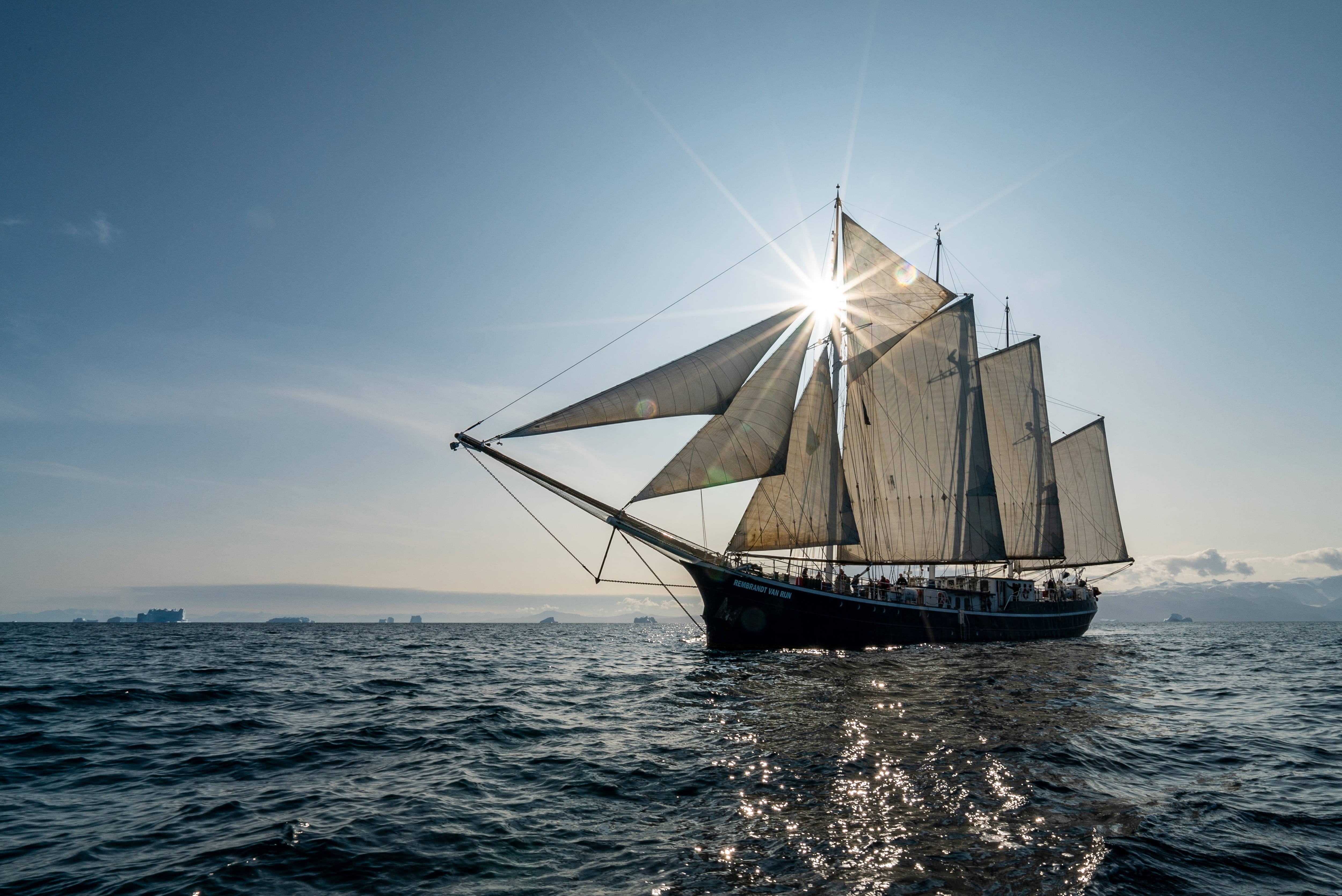 sea, Rembrandt van Rijn, sailboat, schooner, 4K, HD Wallpaper