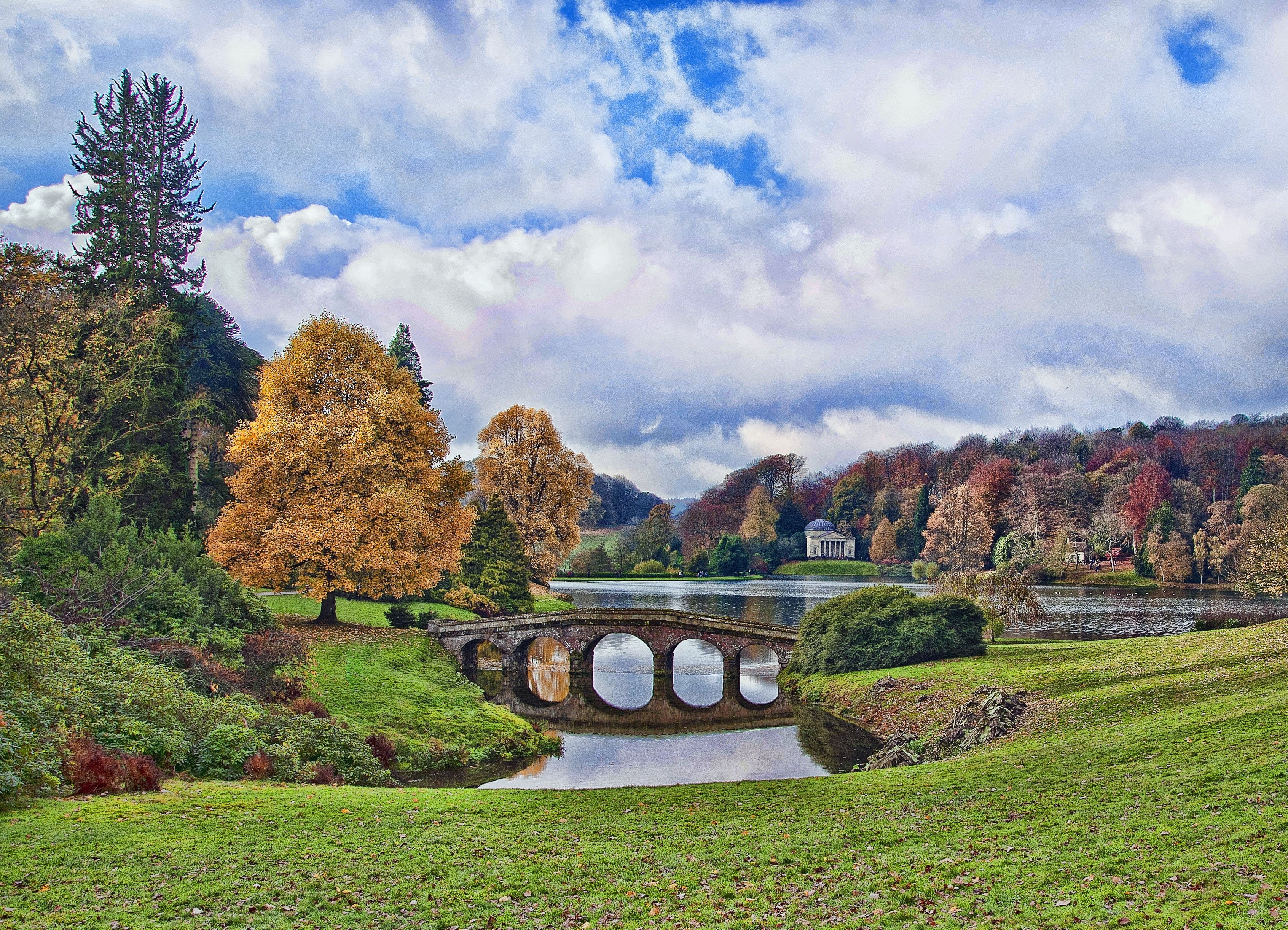 wiltshire, stourhead, 2K, autumn, lake, river, england, HD Wallpaper