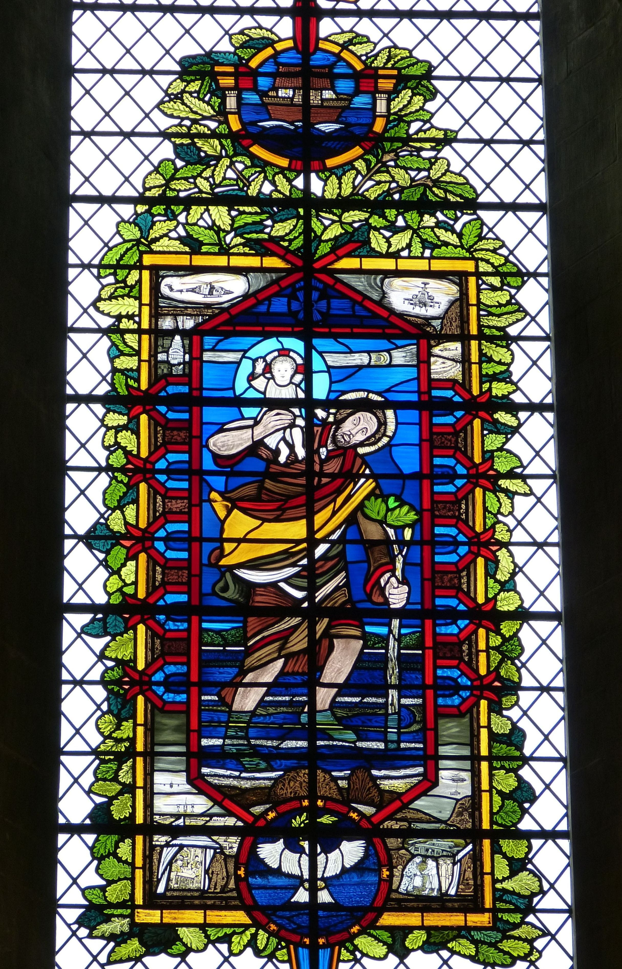spirituality, christopher, stained glass, salisbury, no people, built structure, outdoors, pattern, england, belief, multi colored, christ, architecture, Phone HD Wallpaper