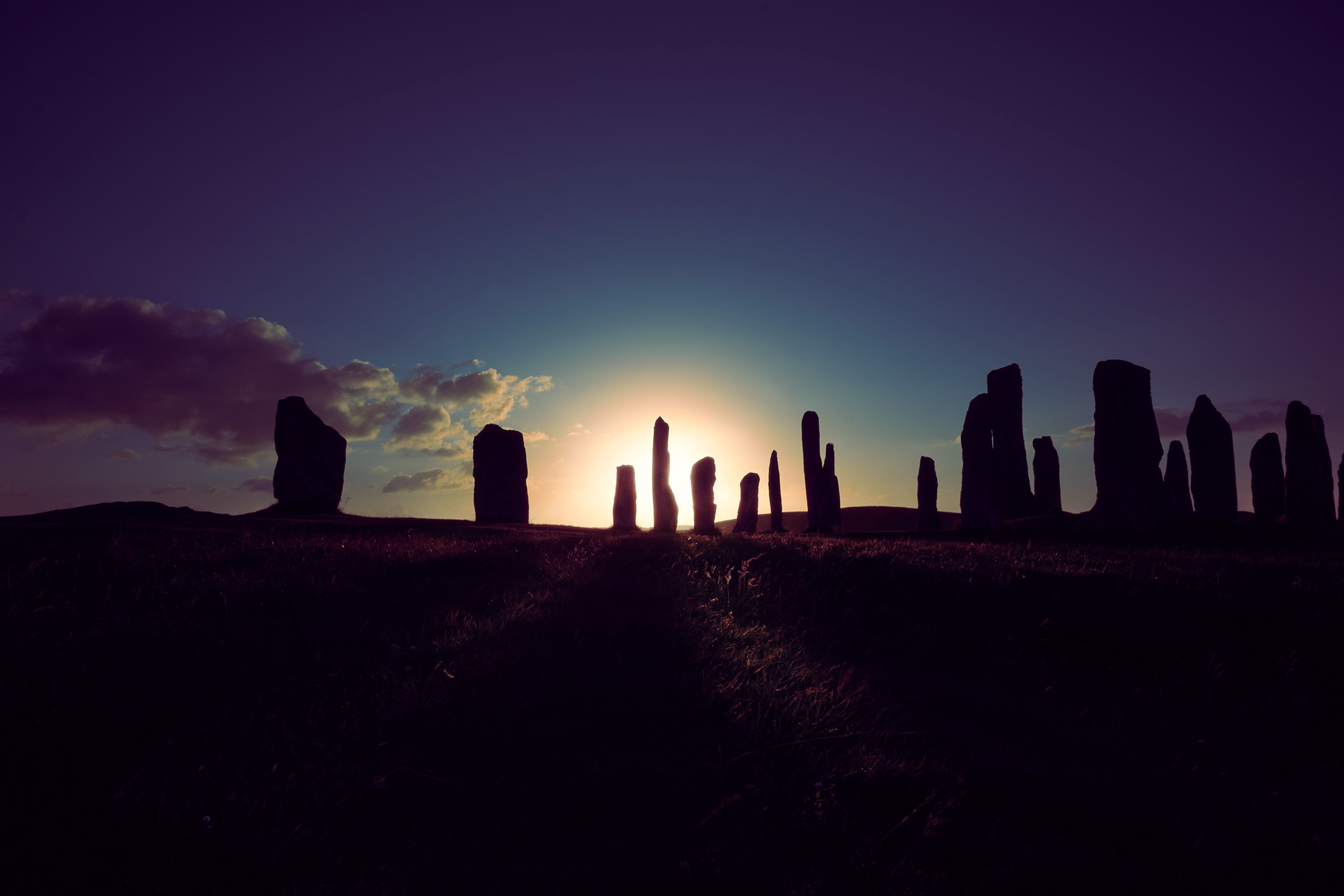 summer, ancient, monument, famous Place, tourism, back Lit, goldenhour, grass, stone, scenics, hill, travel, nature, easter Island, landscape, cultures, HD Wallpaper