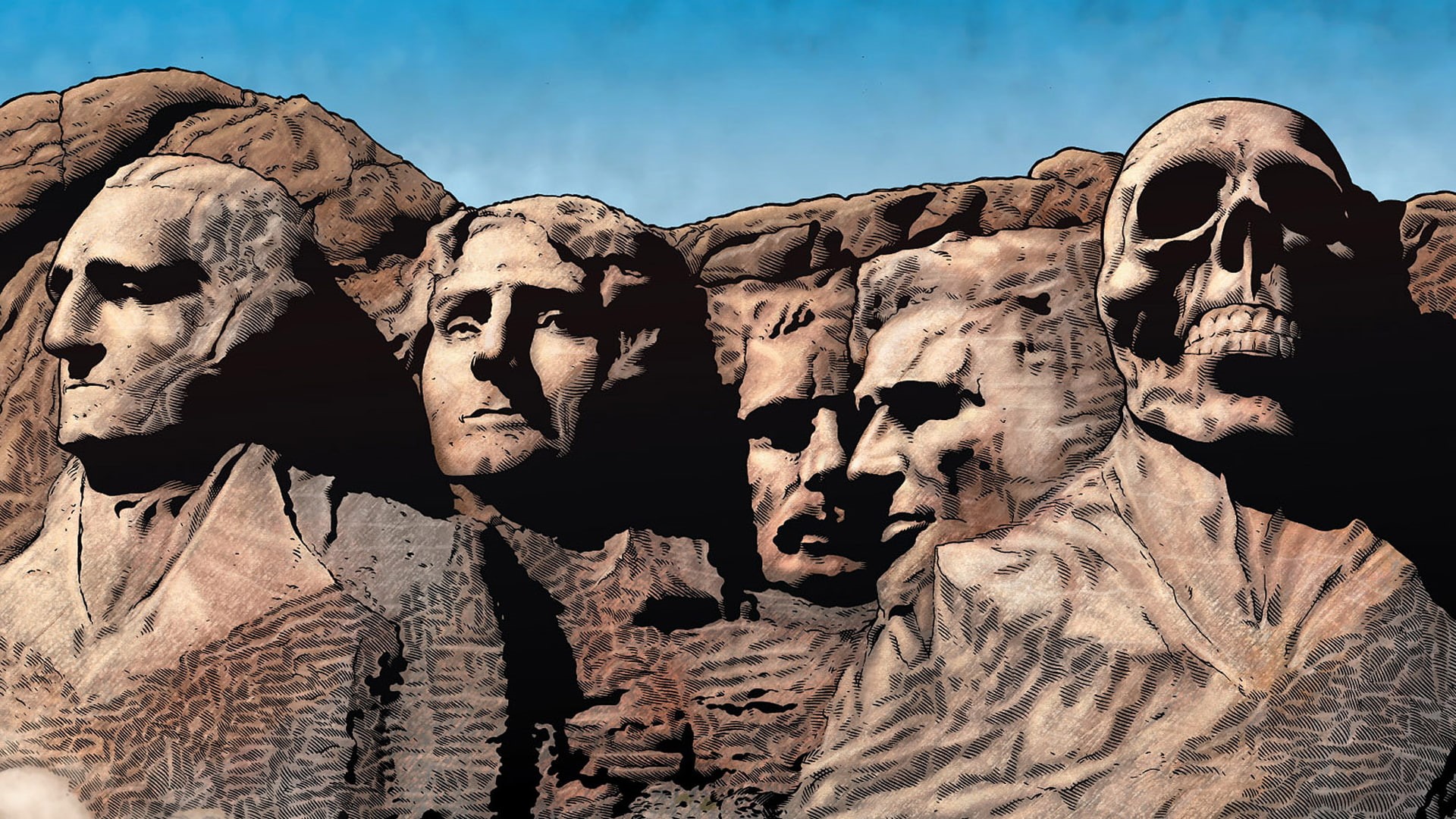 cartoon/comic, 1080P, captain, mount, red, america, hd, skull, rushmore, HD Wallpaper