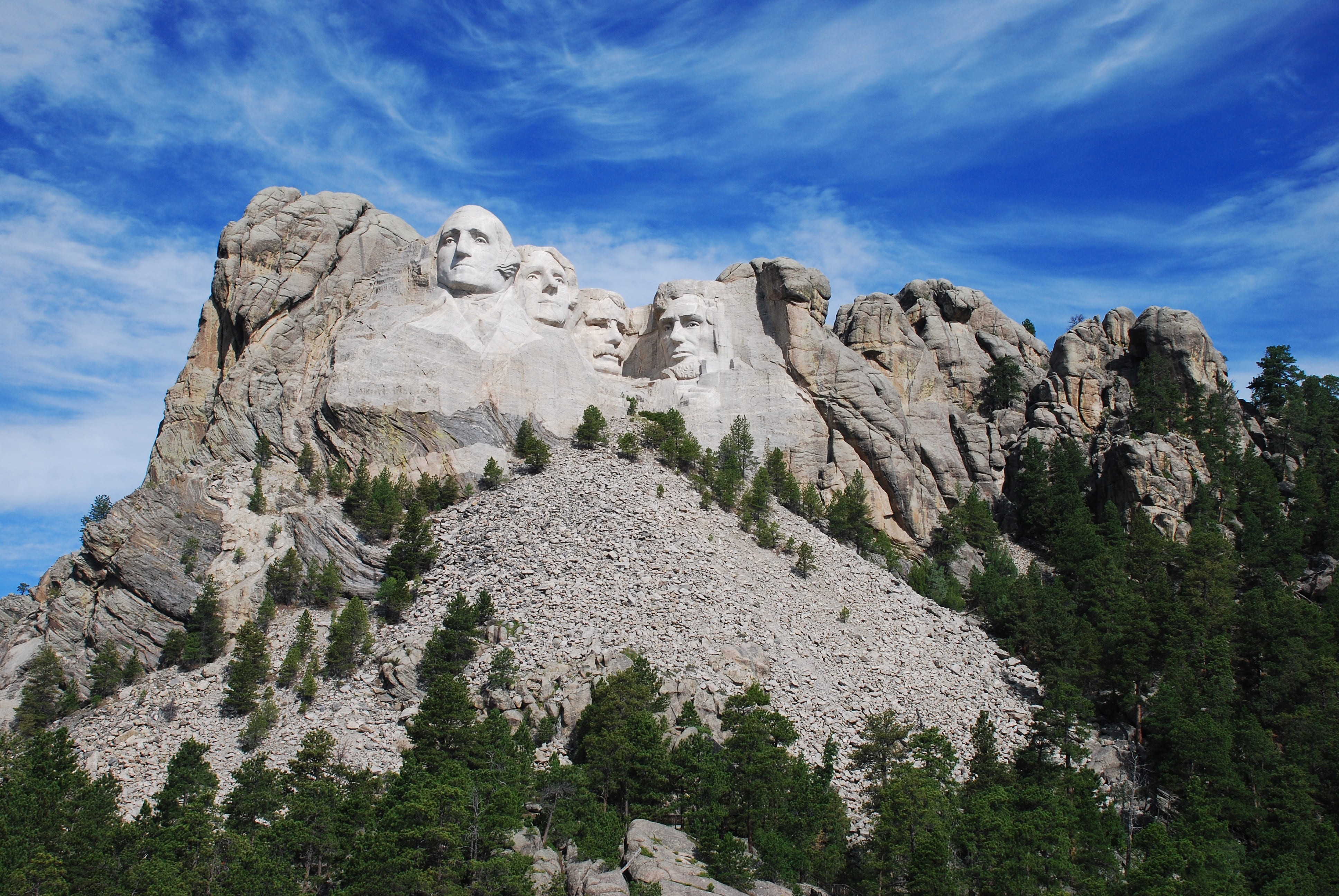 george washington, construction period 1927-1941, pine tree, landscape, land, formation, theodore roosevelt, memorial, coniferous tree, no people, cloud - sky, HD Wallpaper