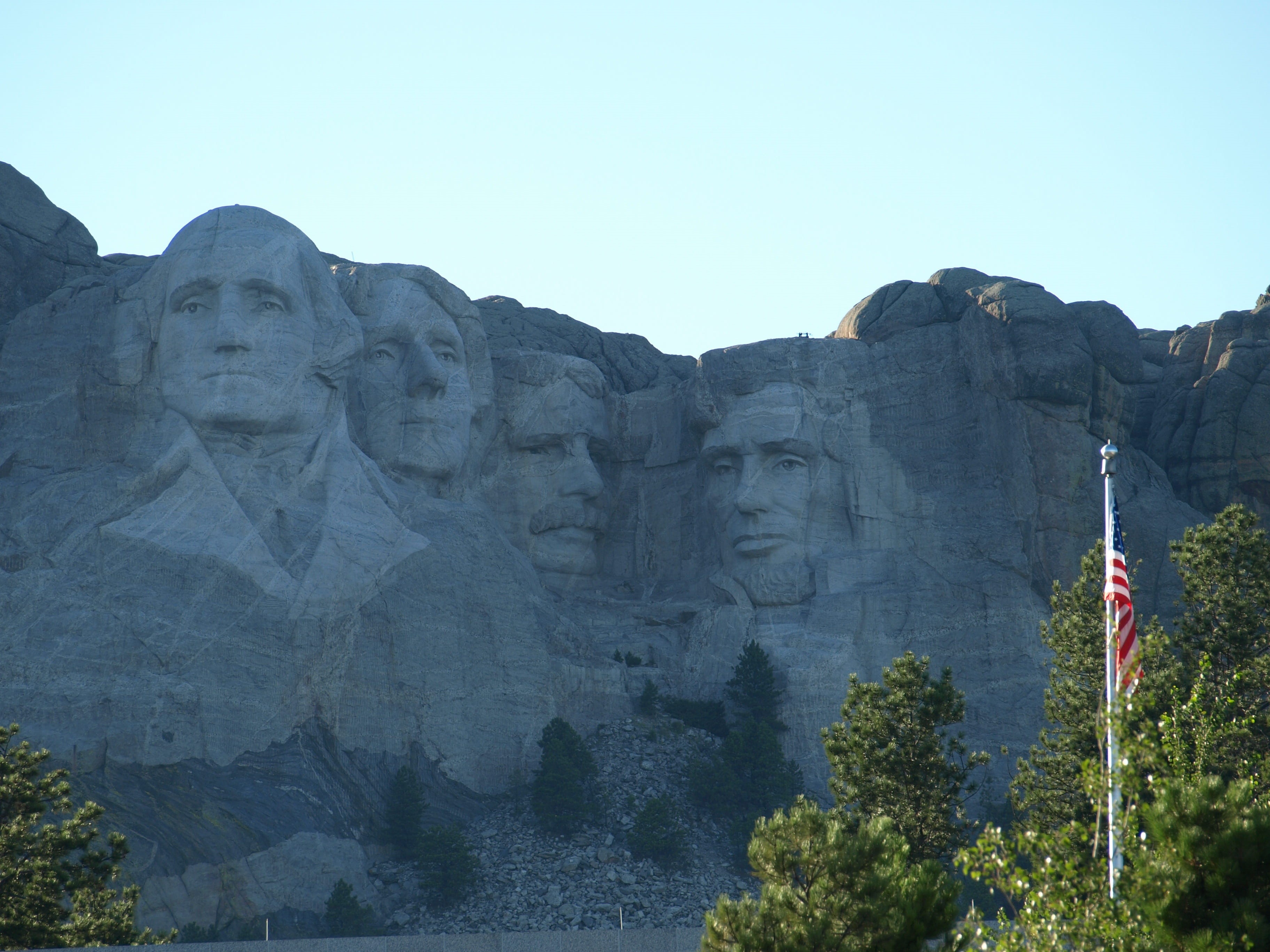 history, sculpture, clear sky, lincoln, travel destinations, sky, stone heads, statue, monument, memorial, george washington präsidentenköpfe, male likeness, HD Wallpaper