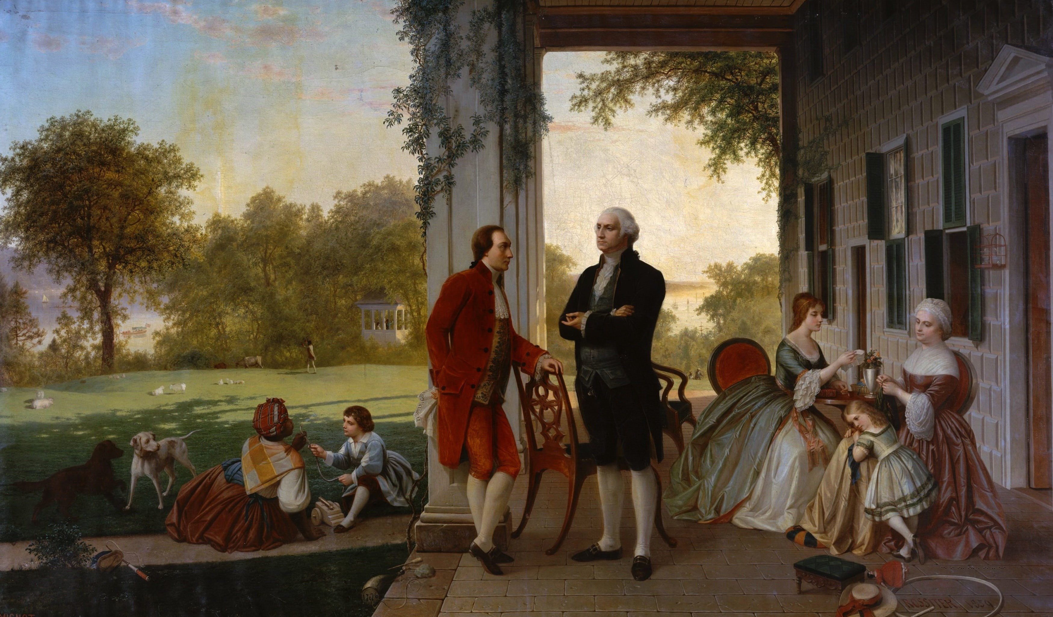 history, picture, 2K, Washington and Lafayette at mount Vernon, Thomas Rossiter, HD Wallpaper