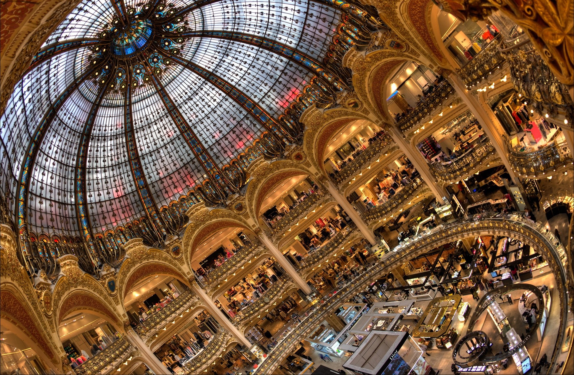 shop, Galeries Lafayette, Department store, Paris, 1080P, France, HD Wallpaper