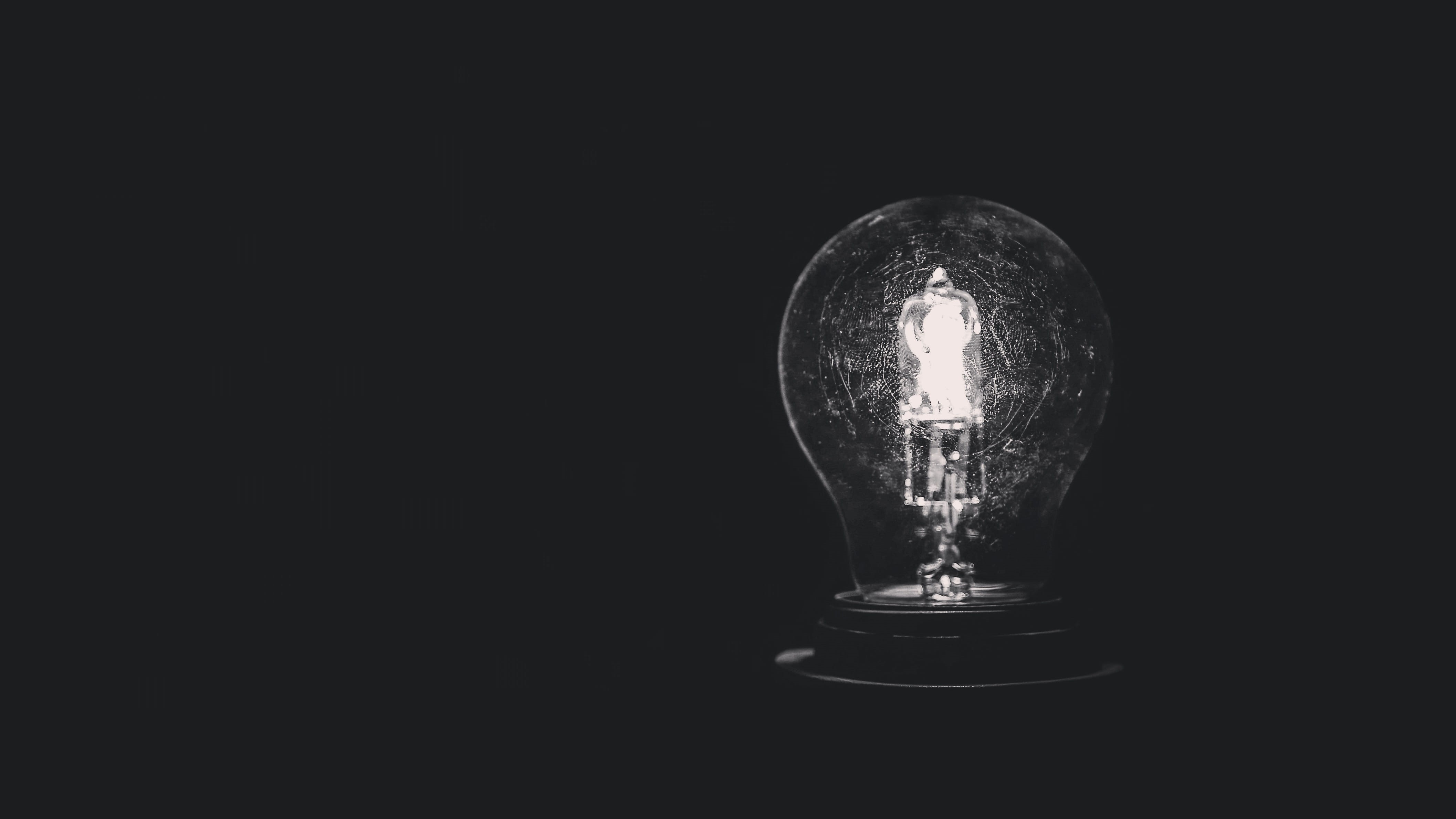 no people, domestic room, filament, black background, reflexion, inspiration, single object, electricity, studio shot, lighting equipment, glass - material, HD Wallpaper