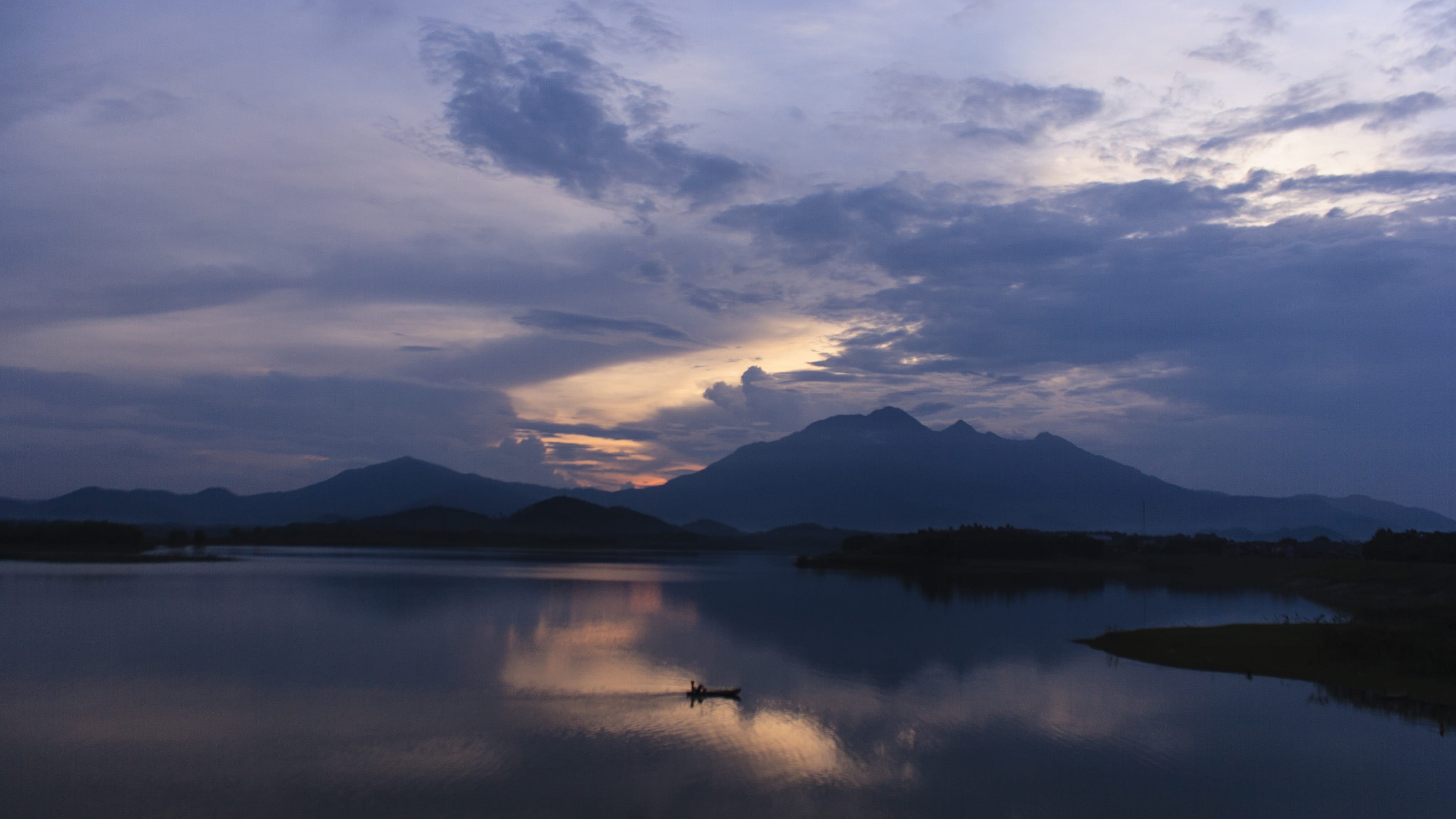 Travel, silhouette, mountains, water, sky, mountain, vietnam, i, scenics - nature, reflexion, cloud - sky, animal, tranquility, Dongmo, lake dongmo, my aunt, HD Wallpaper