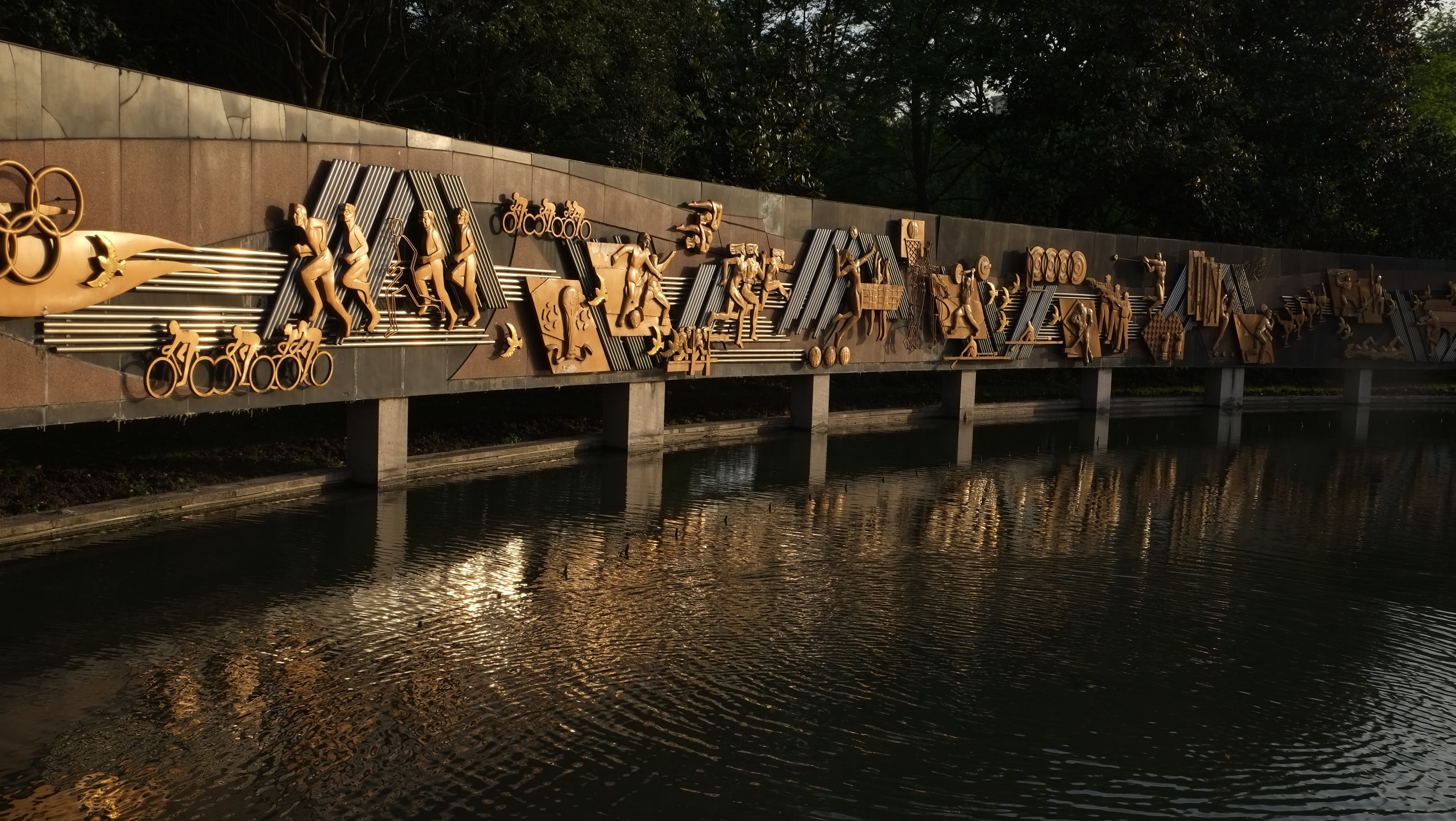 no people, day, minhang sports company, park, reflection, art and craft, plant, carving, creativity, tree, sunlight, architecture, built structure, representation, HD Wallpaper