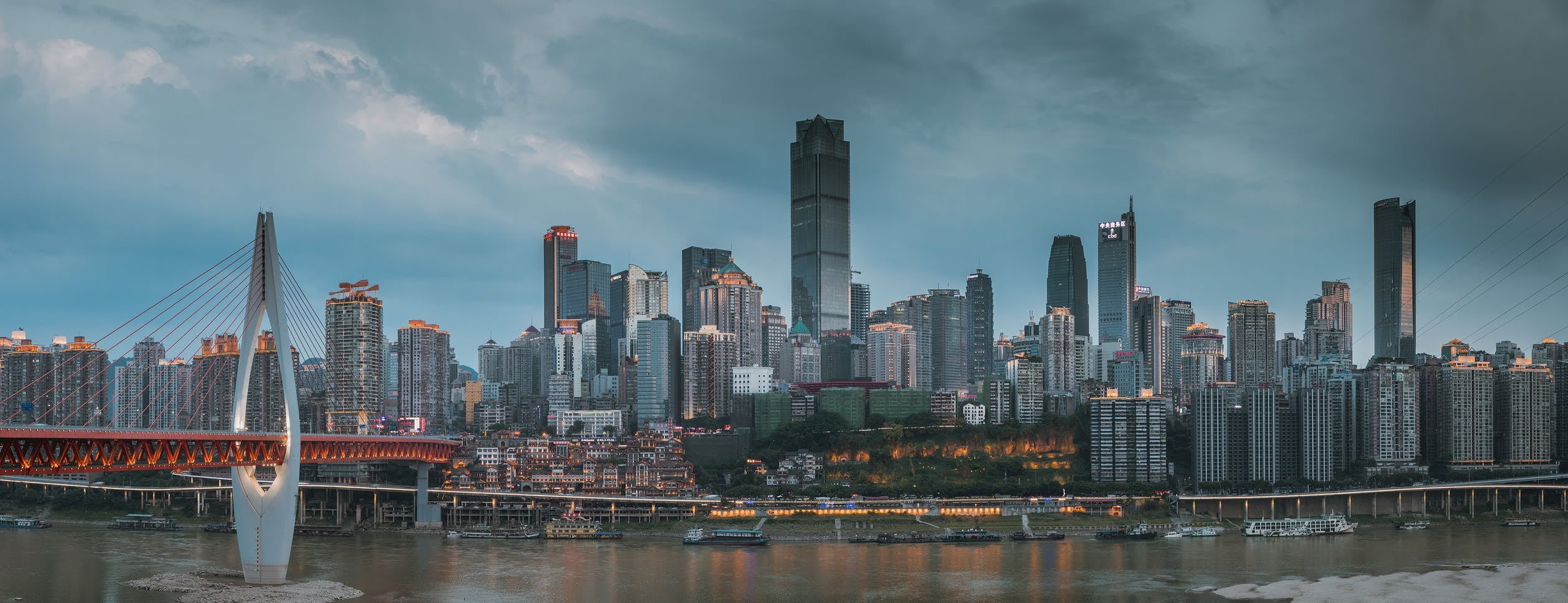 water, cloud - sky, urban skyline, downtown district, China, 1080P, built structure, office building exterior, residential district, nature, cityscape, HD Wallpaper