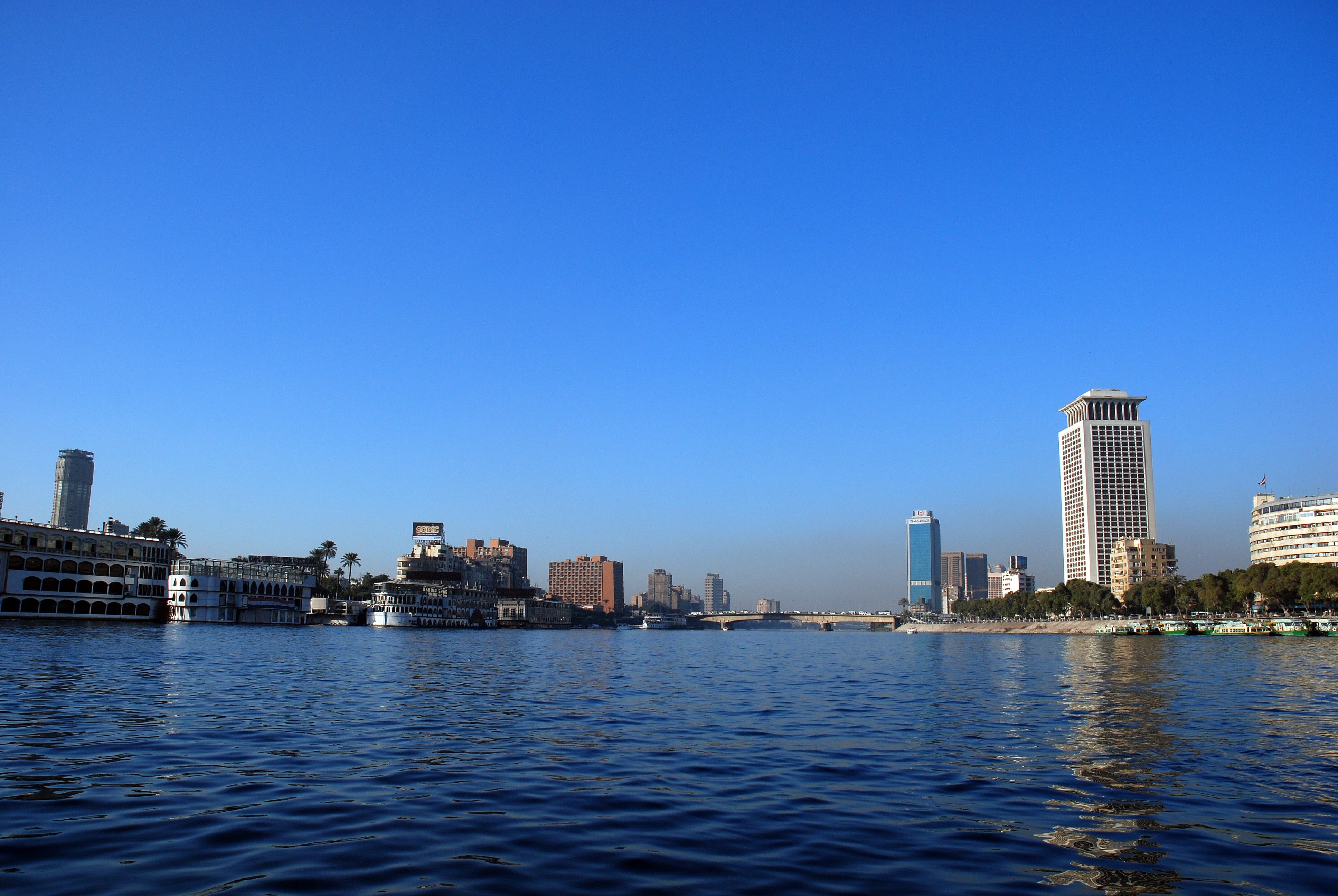 daytime, body, blue, city, depths, building exterior, travel destinations, landscape, office building exterior, urban skyline, photography, no people, cairo, HD Wallpaper