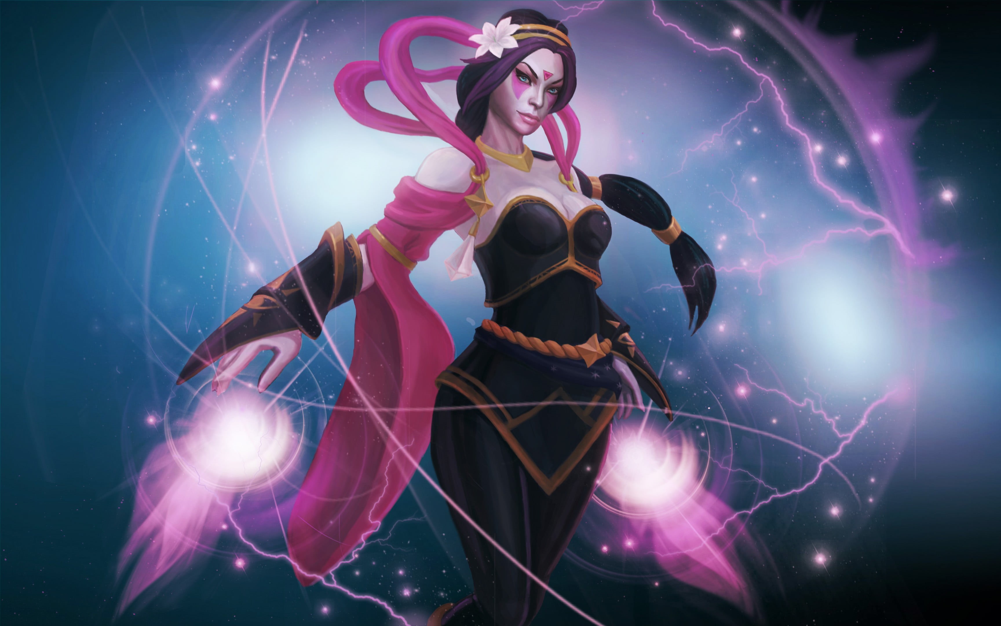 Valve Corporation, Dota 2, holding, nightlife, glowing, Lanaya, laser, studio shot, music, enjoyment, one person, event, young women, disco dancing, Defense of the Ancients, HD Wallpaper
