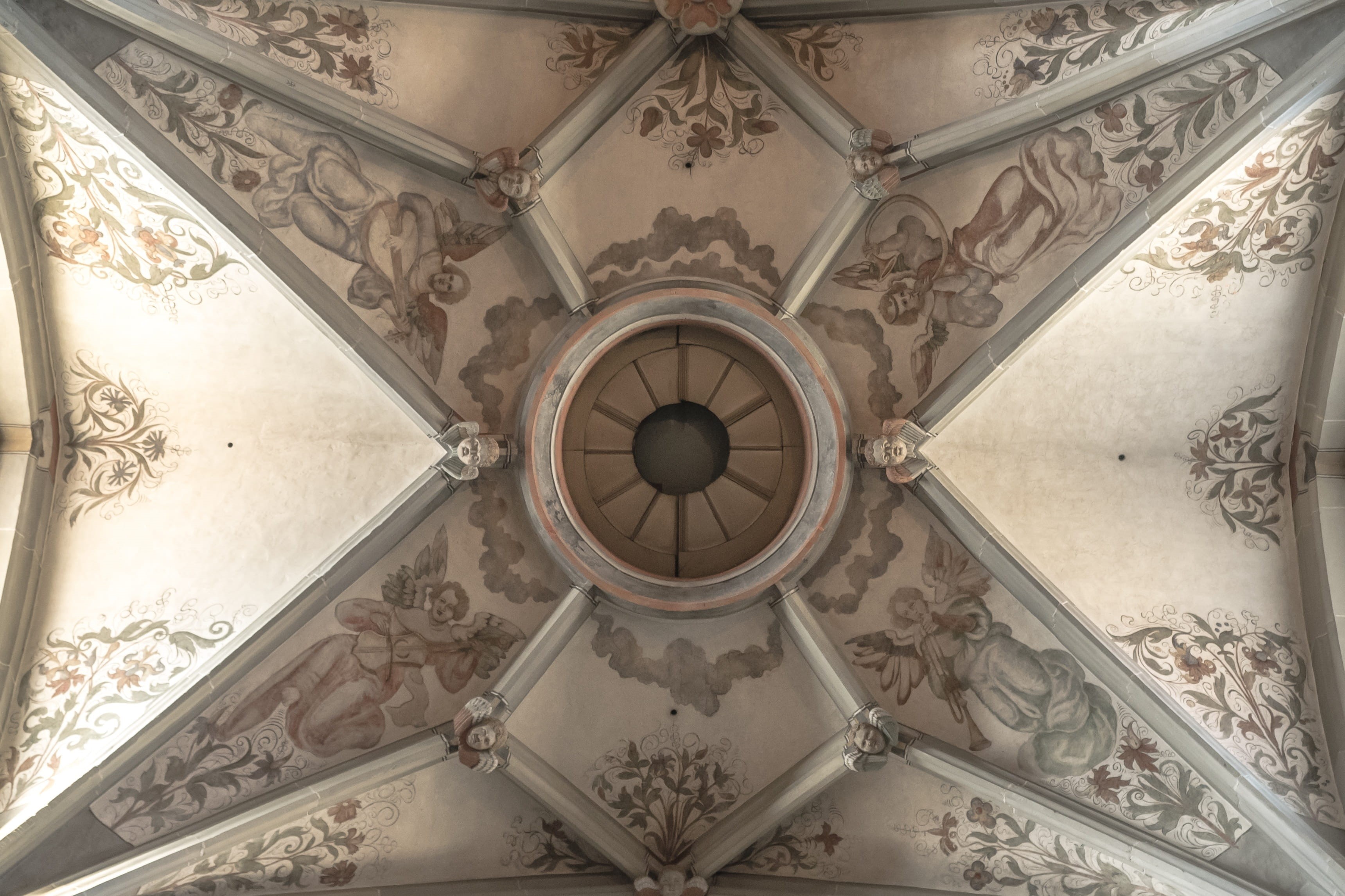 ornate, 2K, built structure, stucco ceiling, biblical scene, vault, cover painting, low angle view, no people, craft, shape, christianity, the past, window, HD Wallpaper