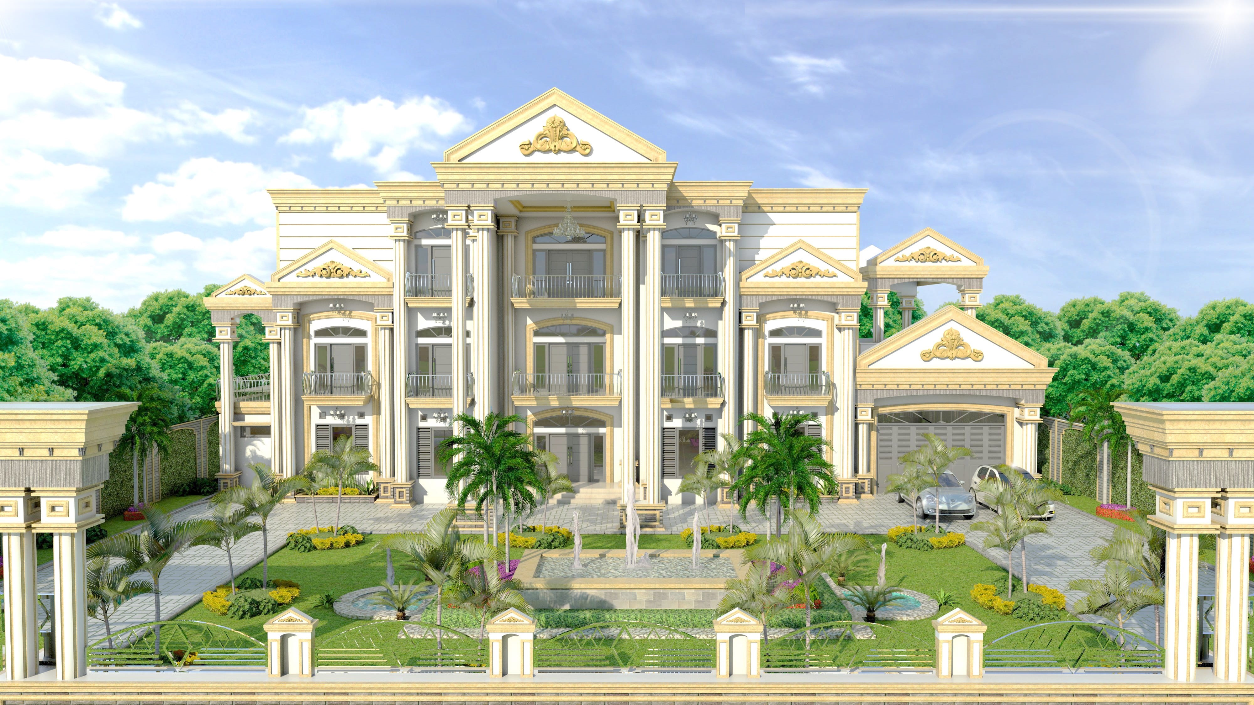 outdoors, cloud - sky, building, queens house, classic, built structure, architecture, majestic, luxurious, luxury, tree, pediment, exterior, day, no people, HD Wallpaper