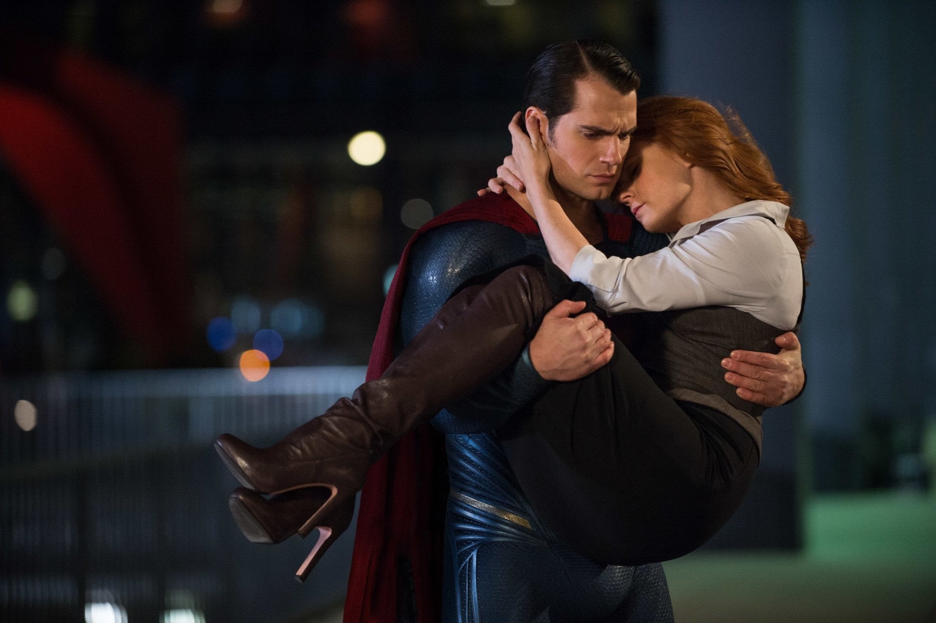 bonding, city, positive emotion, adult, love, night, heterosexual couple, 1080P, young adult, Superman, embracing, Henry Cavill, clothing, women, Lois Lane, HD Wallpaper