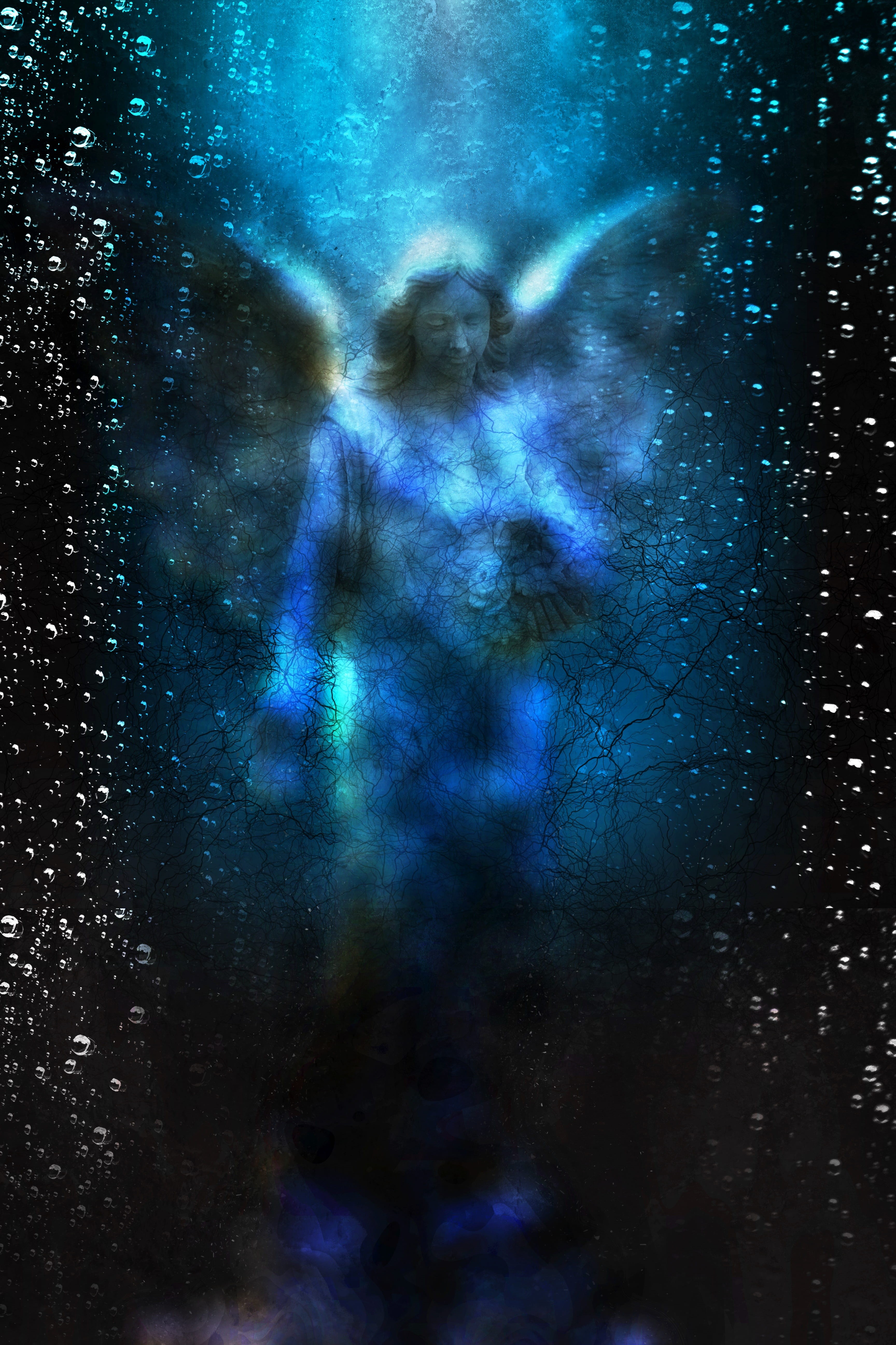 night, angel, milky way, peace, faith, angelic, one person, creativity, 5K, divine, astronomy, fantasy, outdoors, sky, star, young adult, space, painting, Phone HD Wallpaper