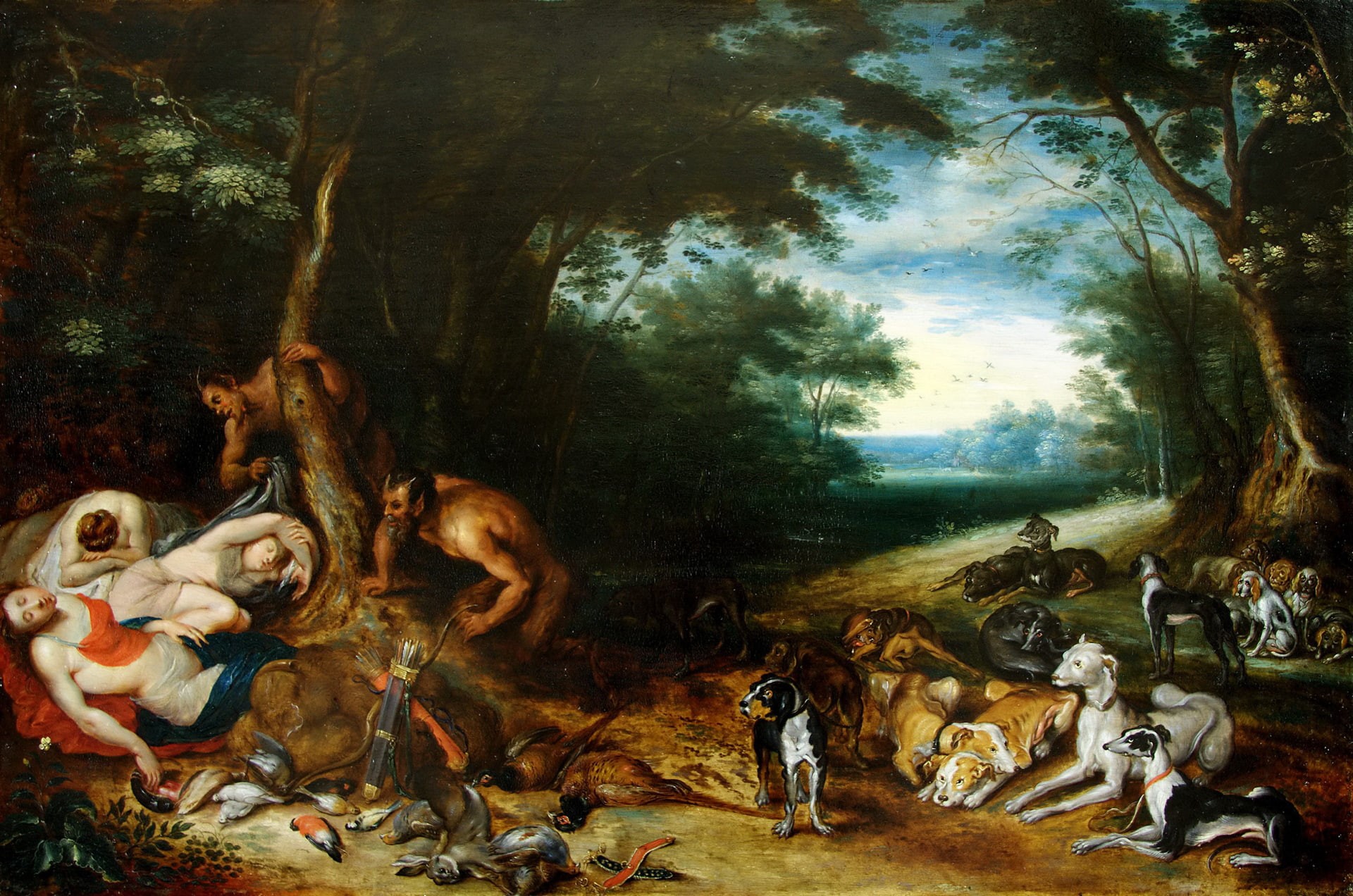 mythology, Satyr and Sleeping nymph, 1080P, picture, Jan Brueghel the younger, HD Wallpaper