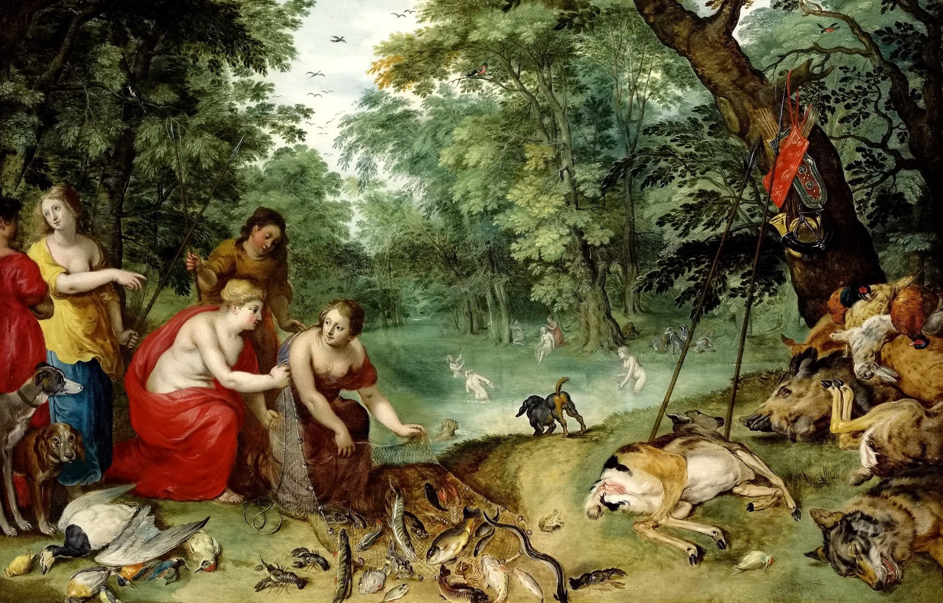 Diana and Nymphs After the Hunt, picture, 1080P, Jan Brueghel the younger, HD Wallpaper