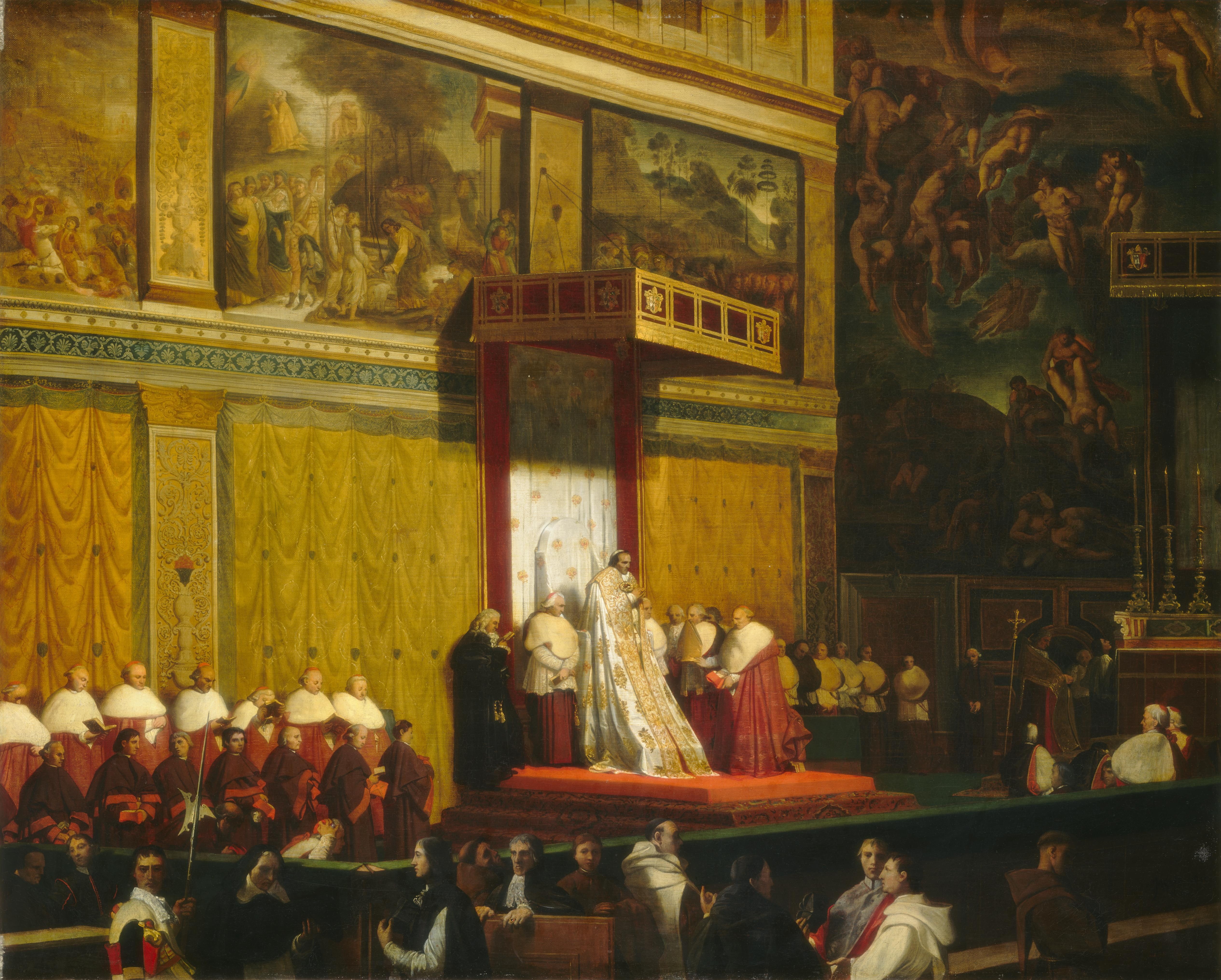 4K, Jean Auguste Dominique Ingres, 1814, Pope Pius VII in the Sistine Chapel, HD Wallpaper