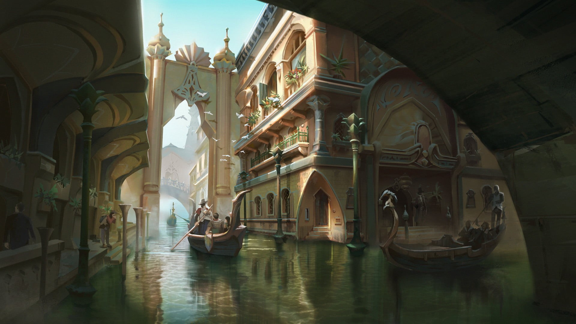 Fantasy, 1080P, Gondola, City, Canal, HD Wallpaper