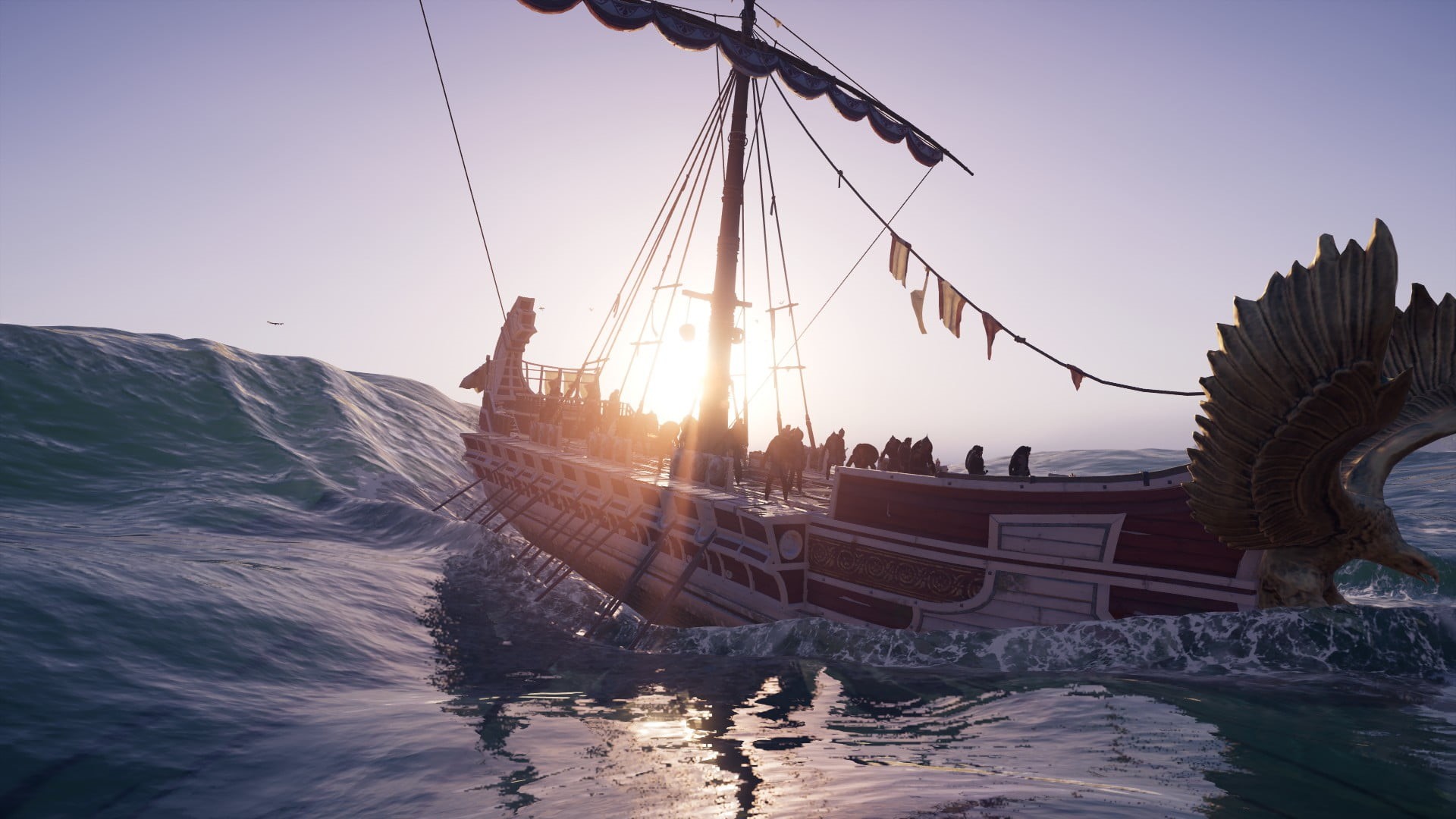 water, Assassins Creed, 1080P, Assassins Creed: Odyssey, ship, Alexios, sun rays, HD Wallpaper
