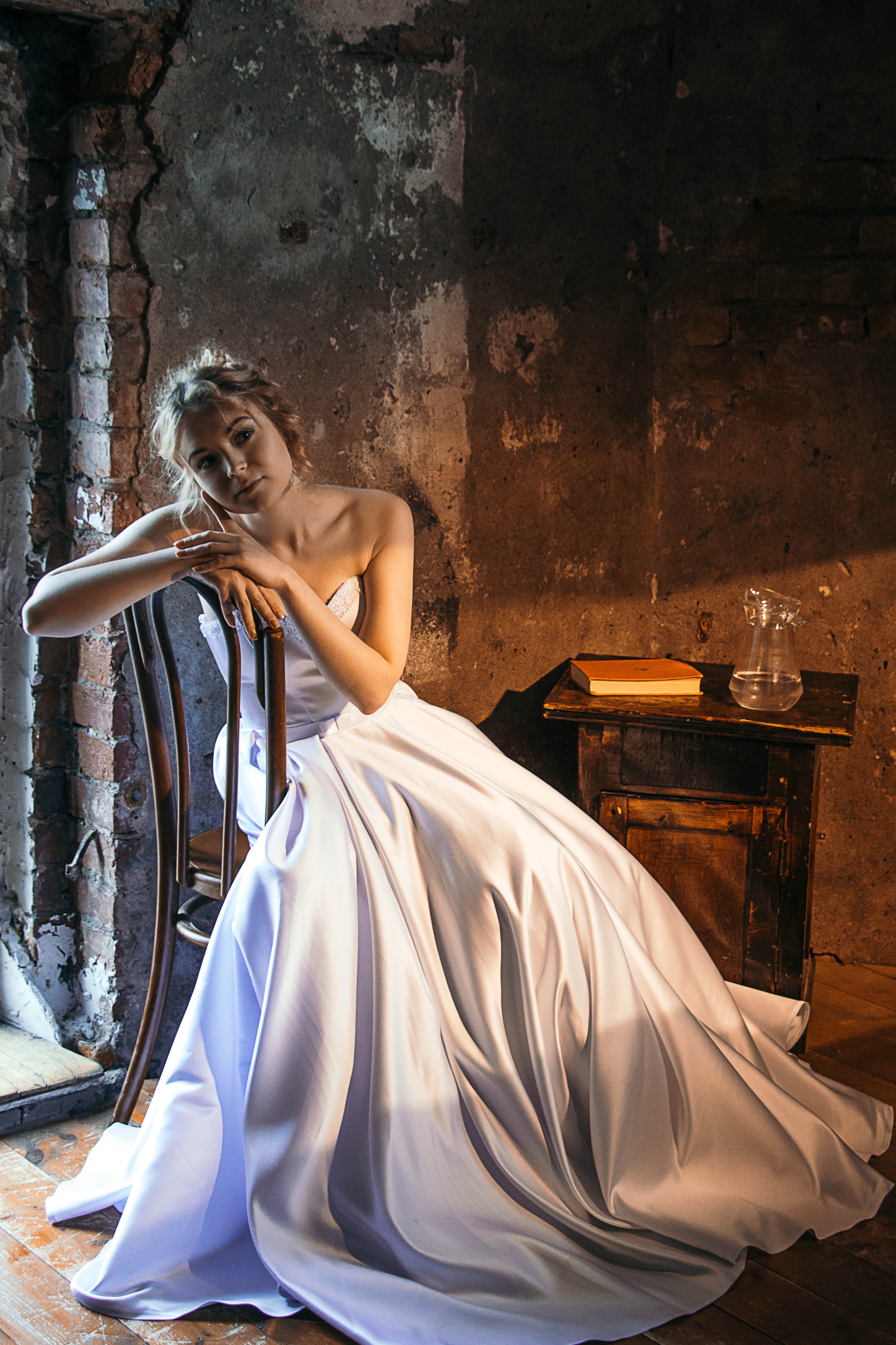 clothing, evening gown, architecture, beauty, dress, indoors, women, 5K, castle, hairstyle, leisure activity, contemplation, young adult, one person, full length, Phone HD Wallpaper
