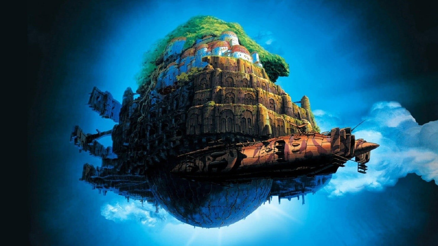 nature, vignette, village, illustration, Castle in the Sky, outdoors, tranquility, day, shipwreck, history, nautical vessel, mode of transportation, ship, HD Wallpaper
