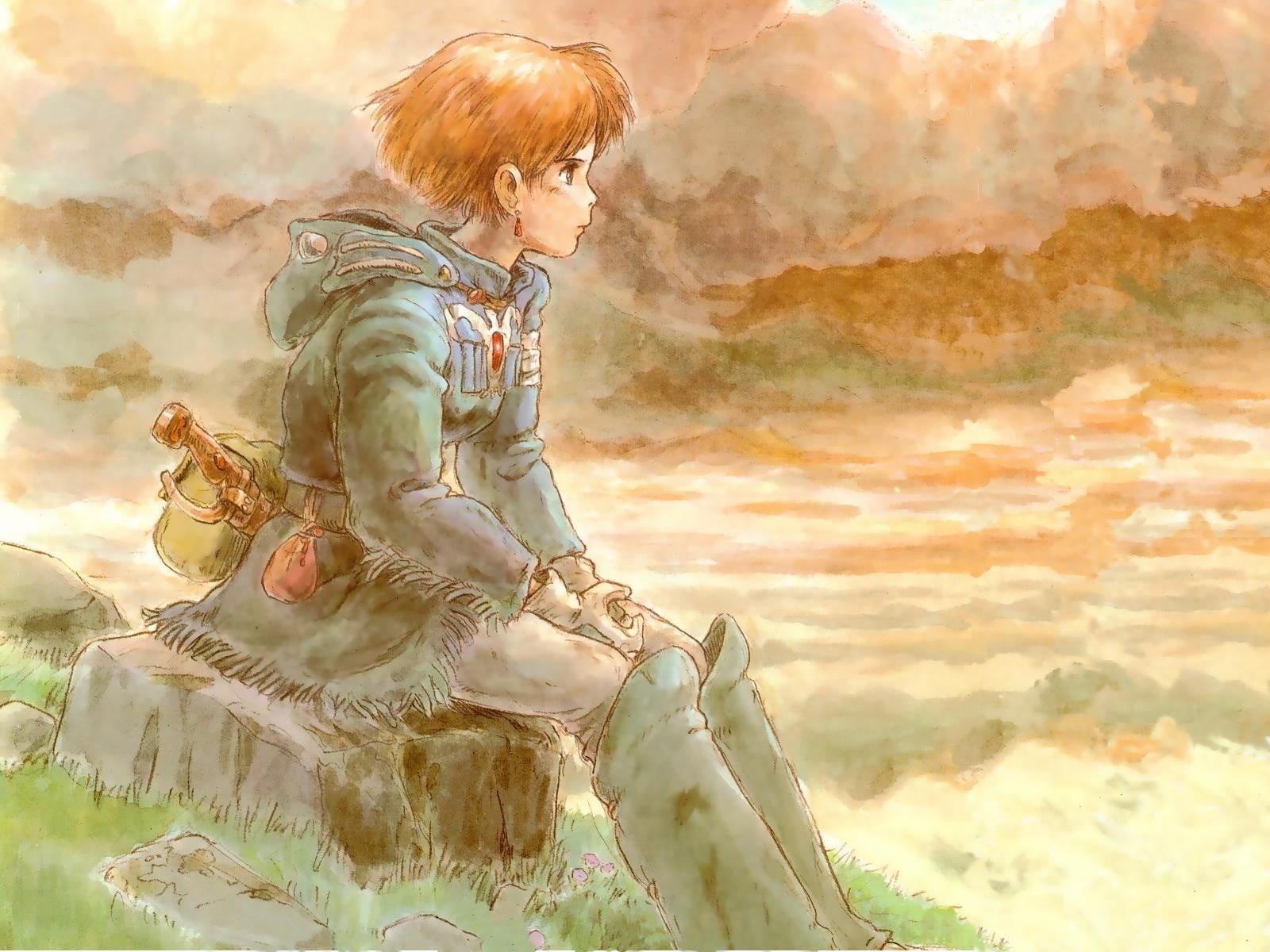 creativity, Studio Ghibli, adult, women, Nausicaa, beauty in nature, 720P, anime girls, nature, one person, hairstyle, clothing, sunset, Nausicaa of the Valley of the Wind, HD Wallpaper