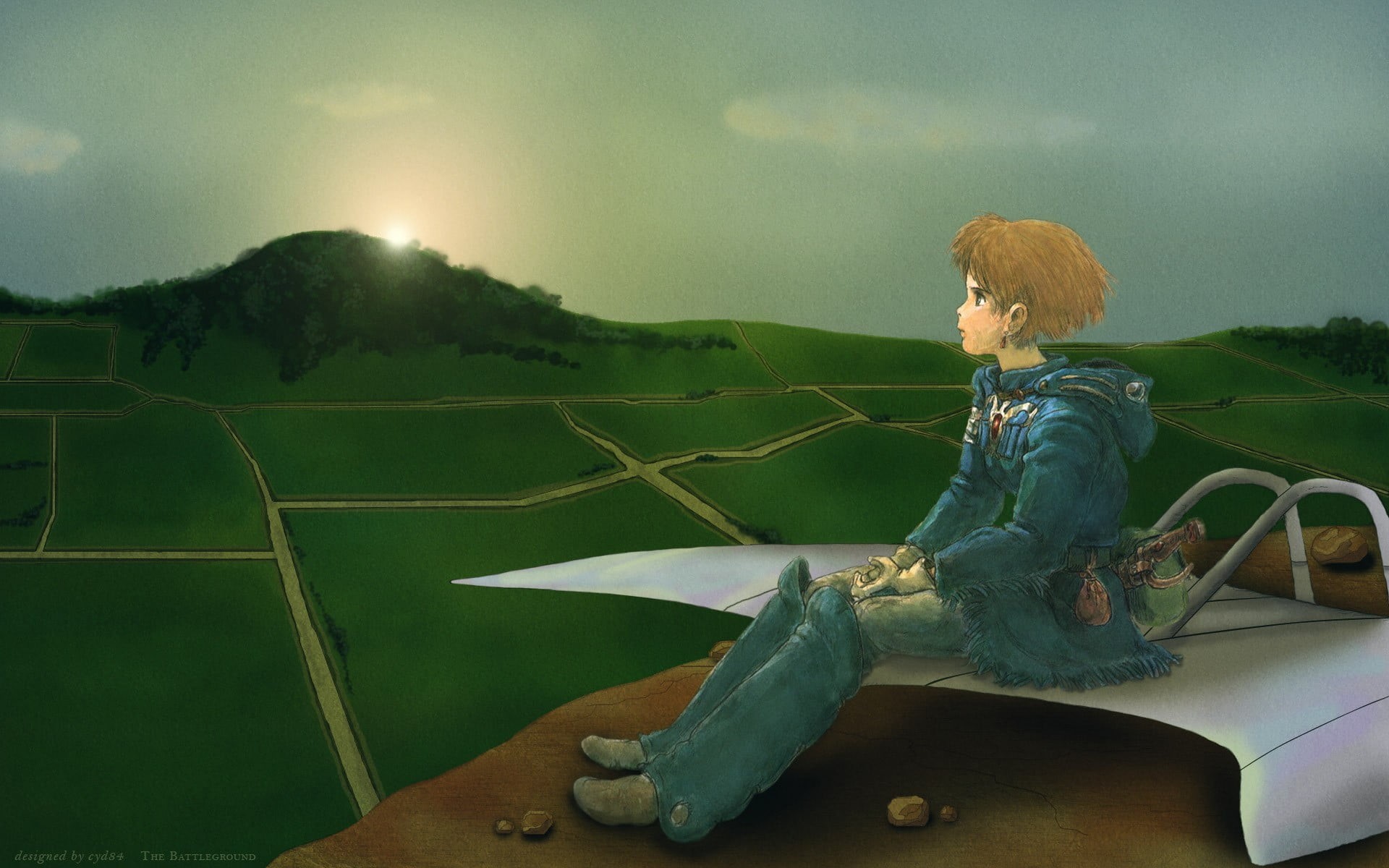 day, Nausicaa of the Valley of the Wind, lifestyles, sky, haired, women, illustration, 1080P, nature, leisure activity, one person, mode of transportation, HD Wallpaper