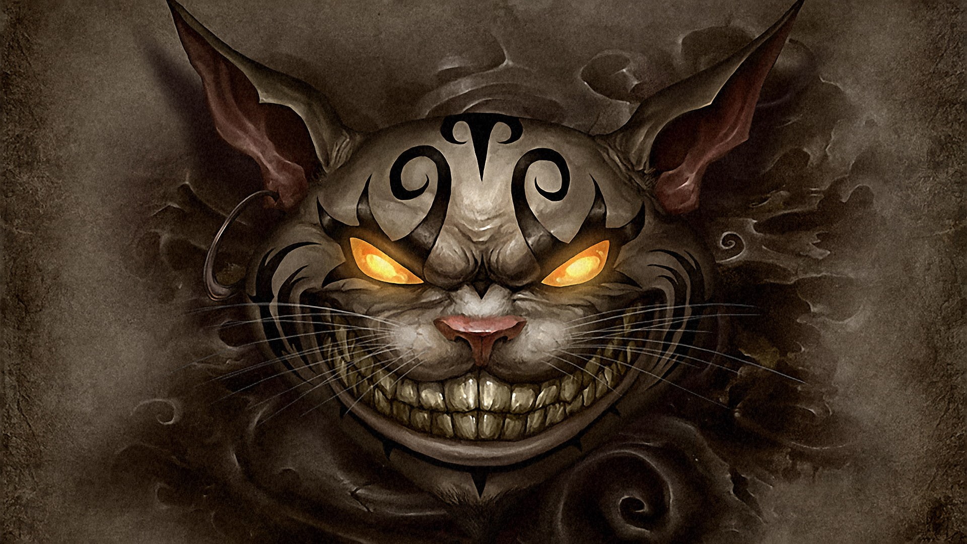 alice, Cheshire, cat, face, madness returns, 1080P, tattoo, piercing, HD Wallpaper