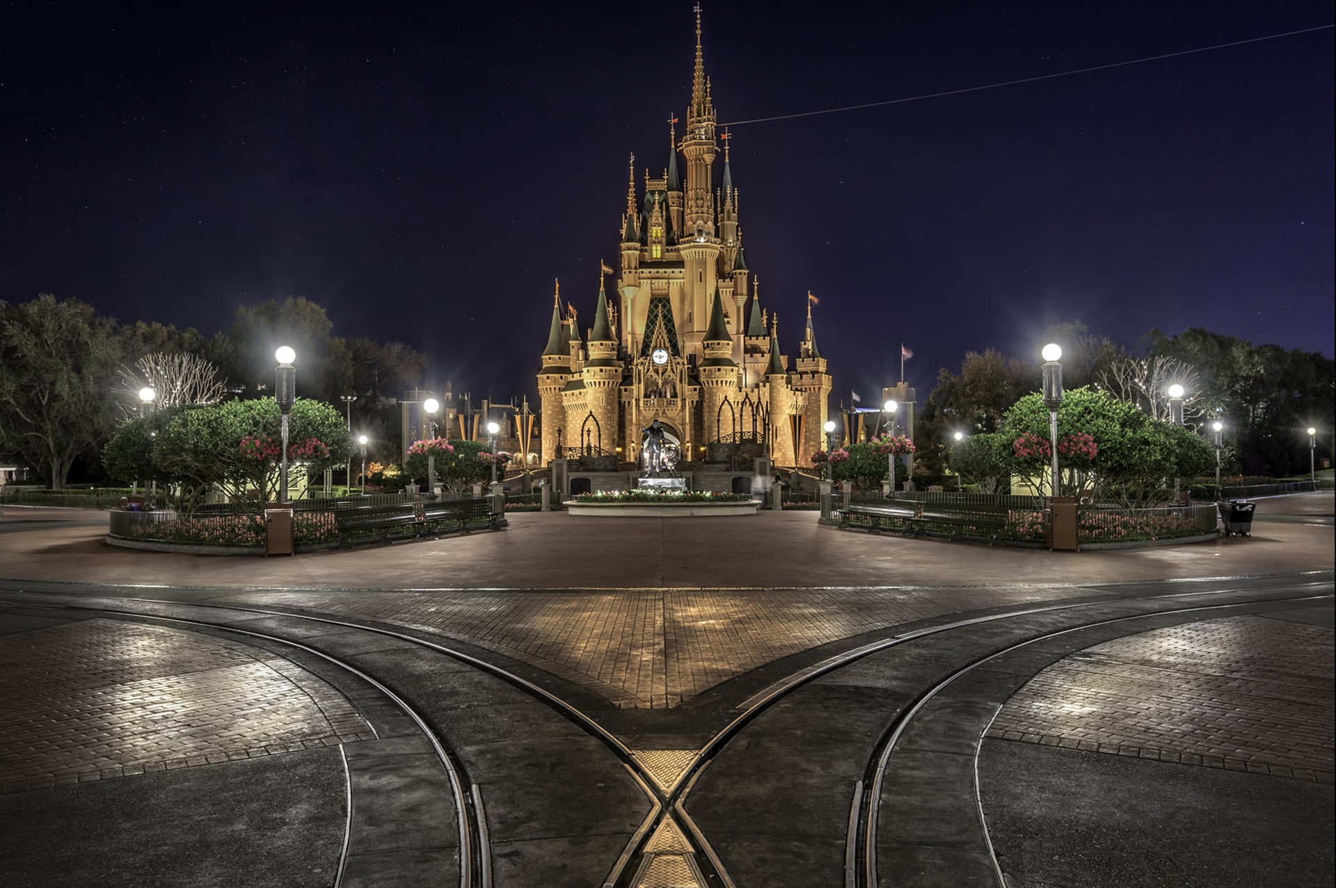 sky, theme parks, night, 1080P, Disneyland, HD Wallpaper
