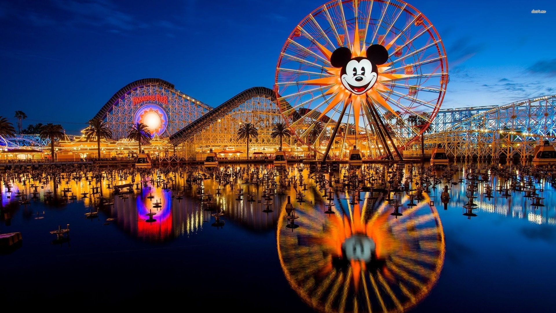tourism, travel destinations, travel, dusk, amusement park, sky, illuminated, Disney, building exterior, arts culture and entertainment, 1080P, architecture, HD Wallpaper