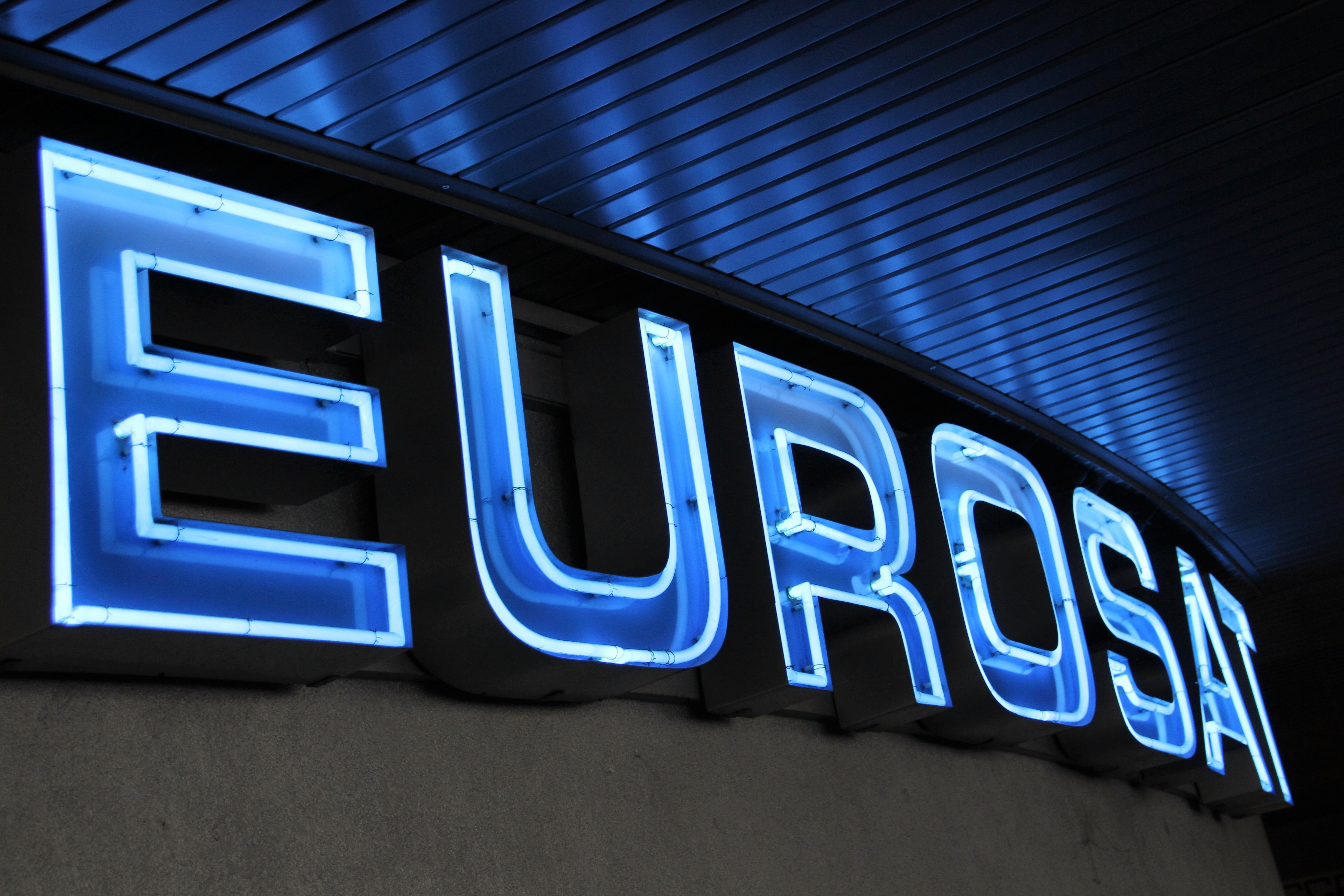 no people, blue, store sign, lighting equipment, neon, roof structure, communication, information, wall - building feature, text, architecture, theme park, HD Wallpaper
