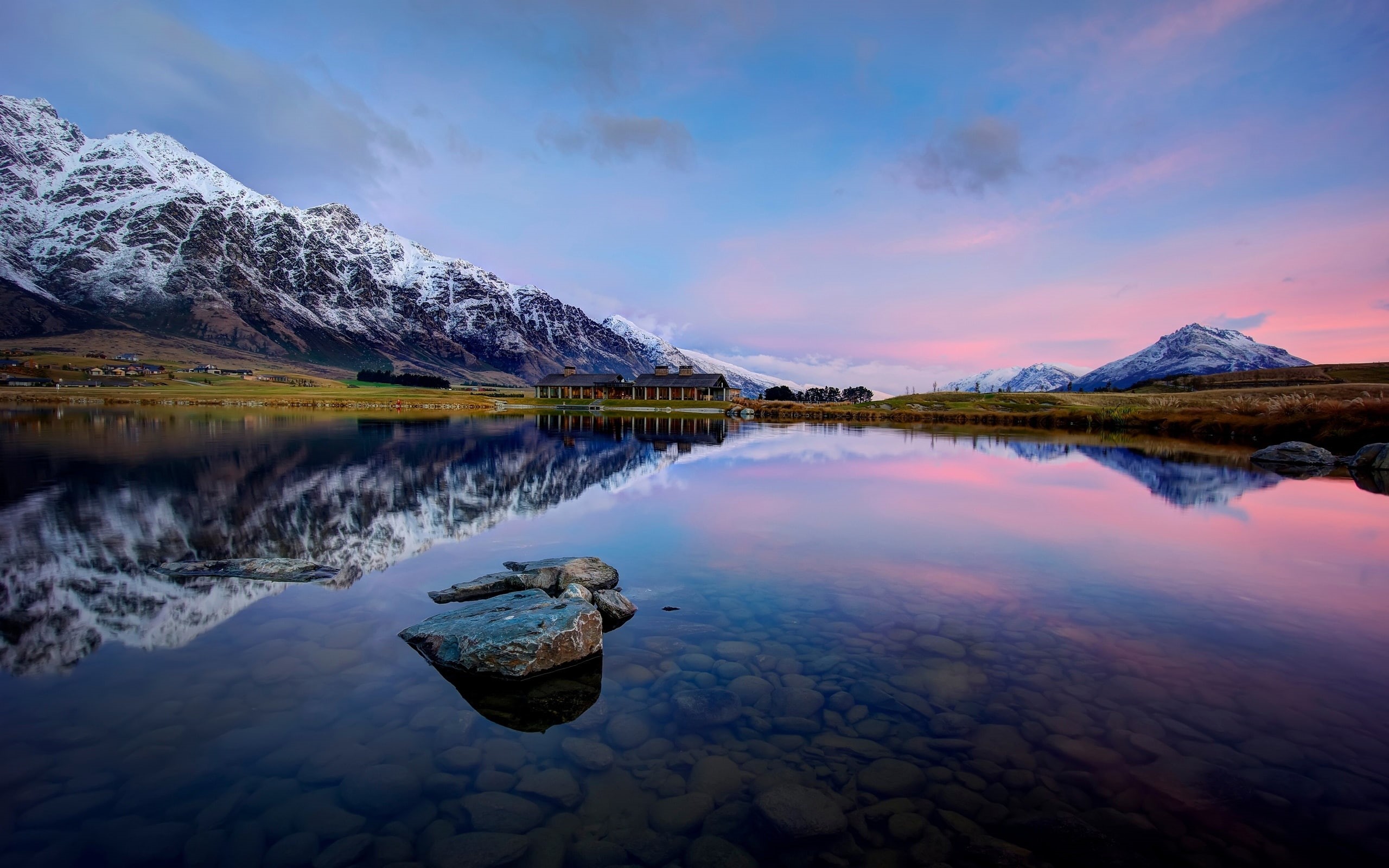 New, Lake, Rocks, Queenstown, Reflection, Water, Wakatipu, 2K, Mountains, Zealand, HD Wallpaper