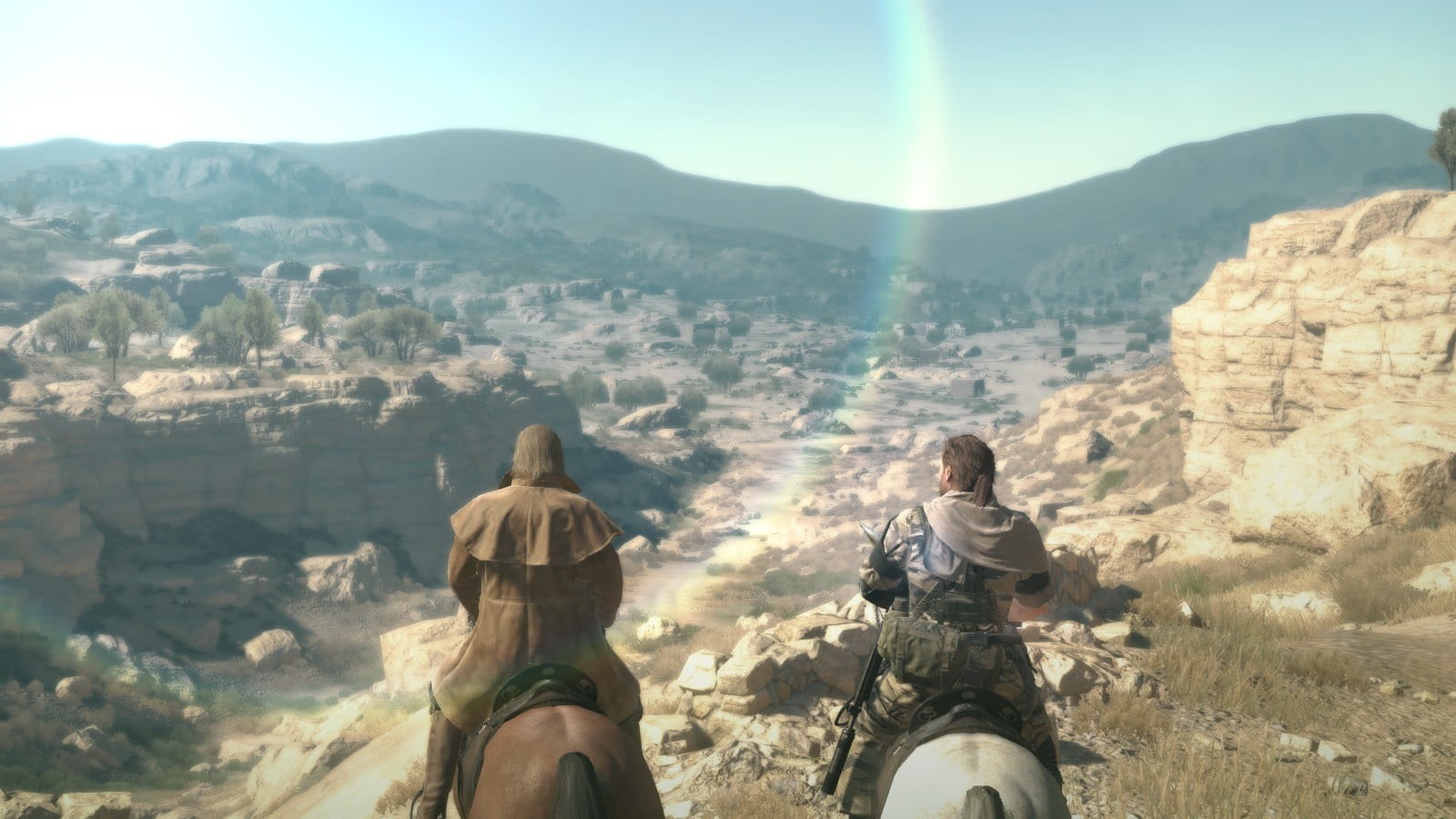 sunlight, Metal Gear, architecture, day, Metal Gear Solid V: The Phantom Pain, people, Venom Snake, mountain range, looking at view, leisure activity, adventure, HD Wallpaper