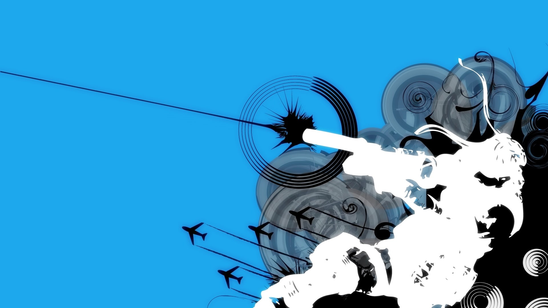 snake, solid, black, video games, airplanes, 1080P, white, illustration, blue, gear, metal, hd, HD Wallpaper