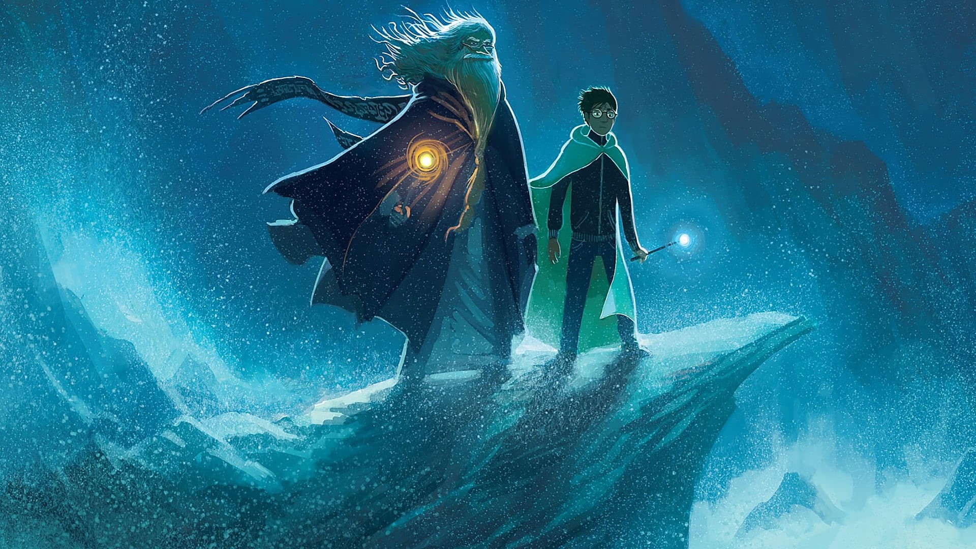 magic wand, Harry Potter, 1080P, rock, wave, Albus, Harry, Dumbledore, cloak, Potter, sea, beard, Альбус Дамблдор, дамблдор, HD Wallpaper