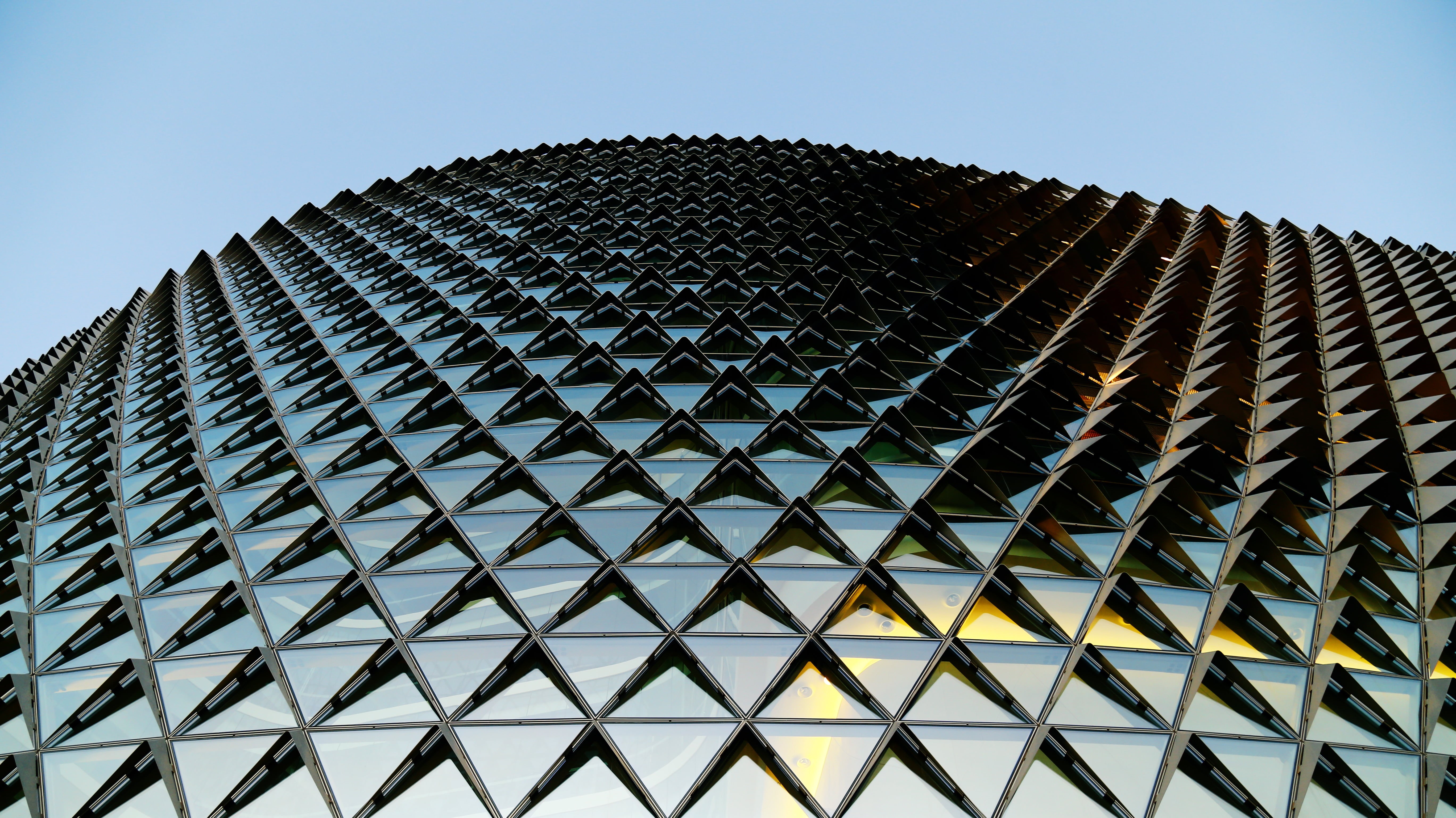travel destinations, building, nature, building exterior, perspective, shapes, abstract, blue, stadium, clear sky, built structure, day, futuristic, shape, HD Wallpaper
