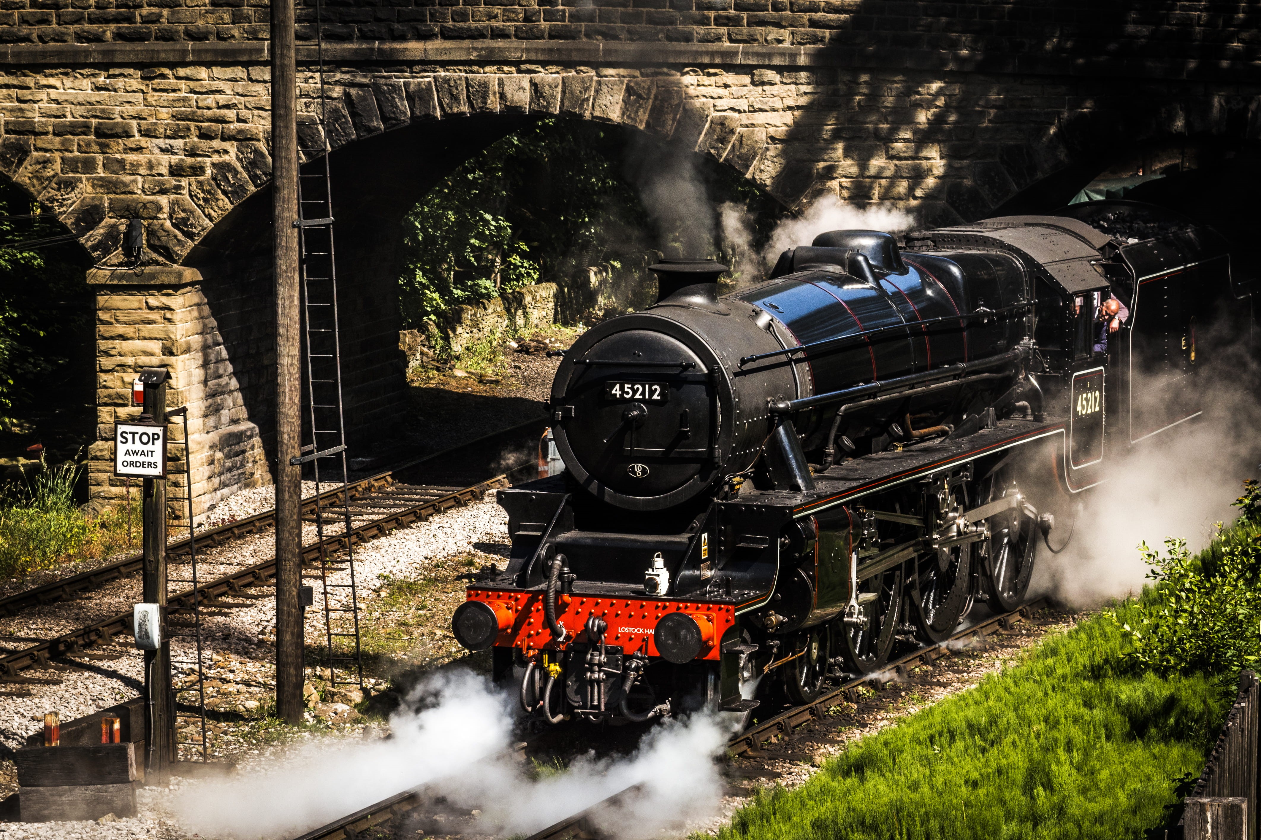 bridge, day, transport, travel, mode of transportation, technology, motor, track, haworth, motion, steam train, land vehicle, nature, rail transportation, HD Wallpaper