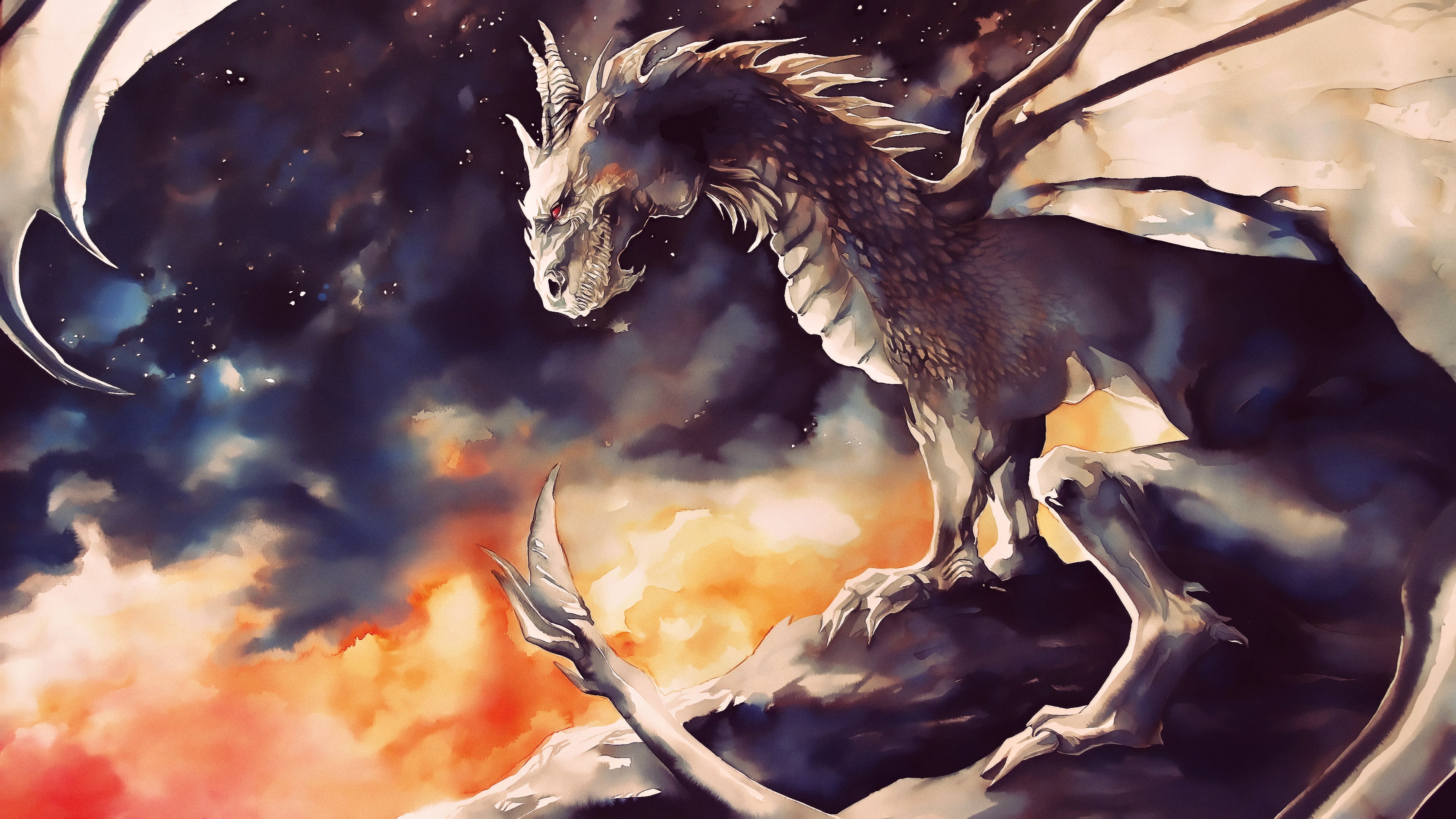 mythology, animals, concept art, 4K, digital art, fan art, artwork, dark, fantasy art, science fiction, creature, dragon, sea monsters, HD Wallpaper