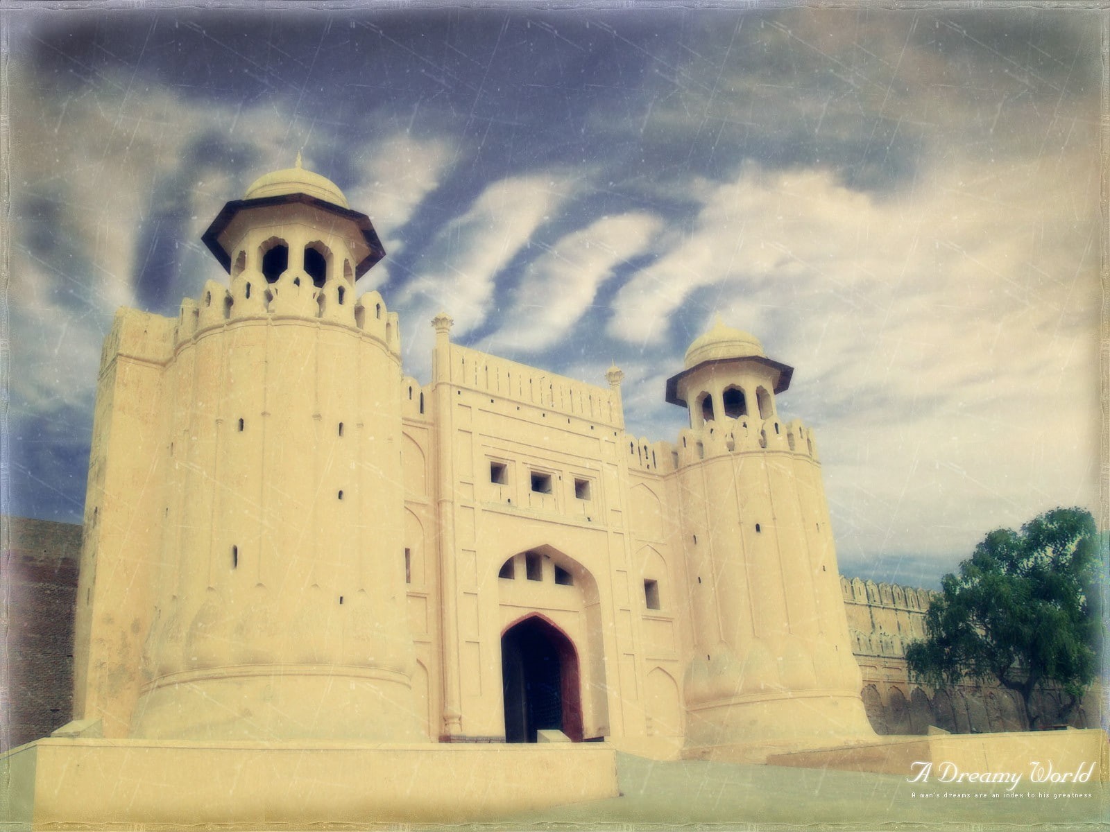 fantasy art, blue, sky, building, digital art, castle, 720P, Fantasy Architecture, HD Wallpaper